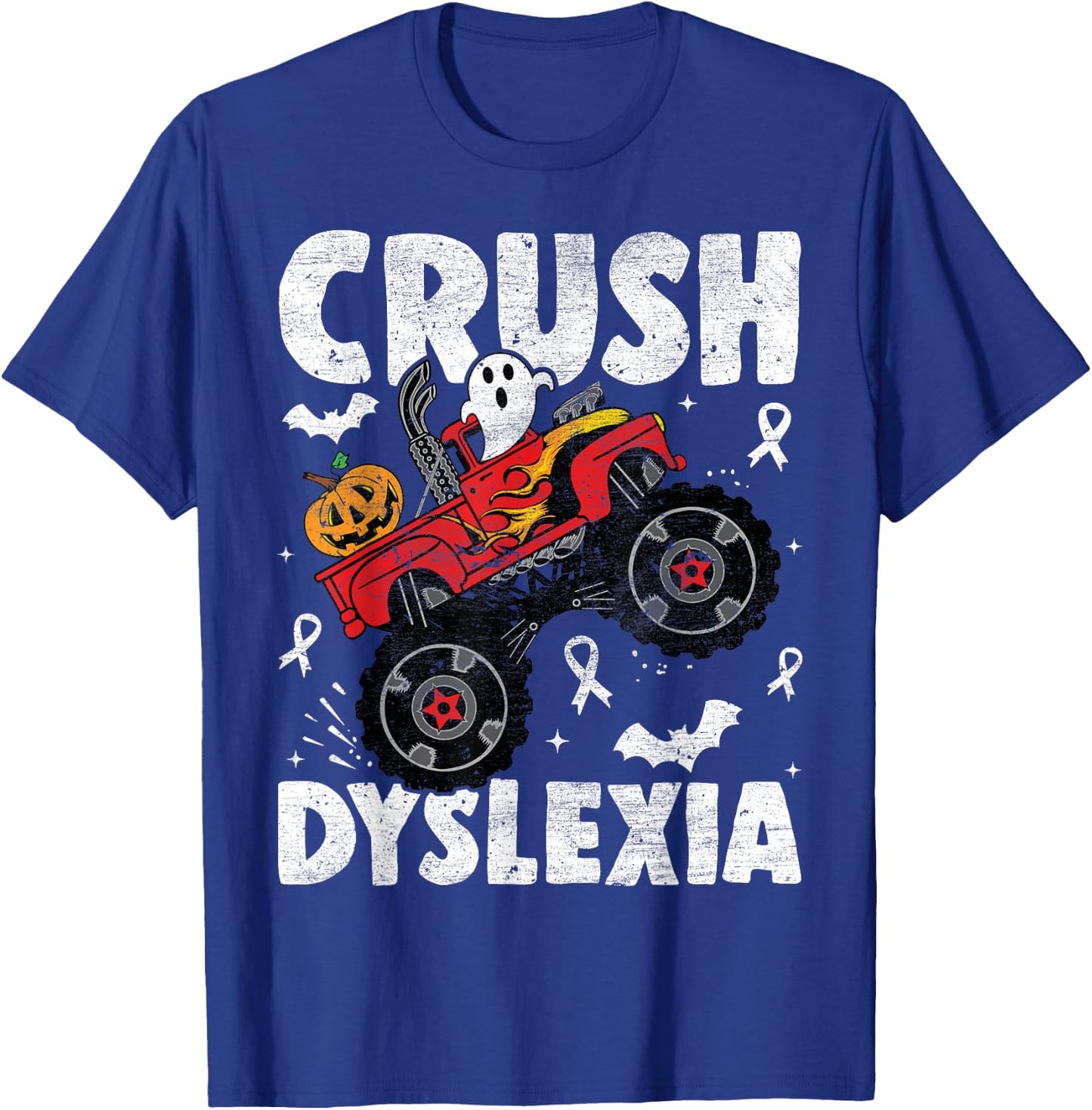 Crush Dyslexia Awareness Monster Truck Red Kids Boys Girls T-Shirt - T-Shirt | Royal