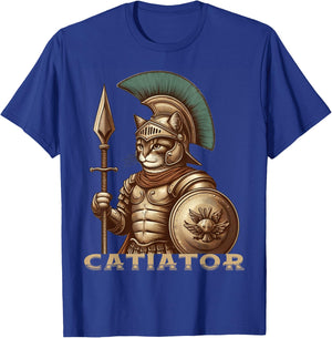 Cat Warrior Gladiator Cat Lovers Funny Cats T-Shirt - T-Shirt | Royal