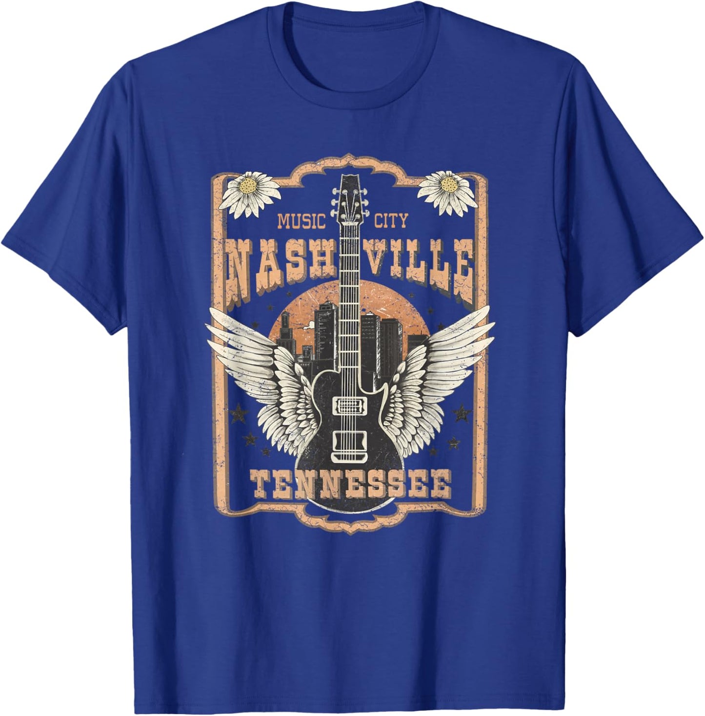 Nashville TN Music City Cool Vintage Country Concert , Small, Black T-Shirt - T-Shirt | Royal