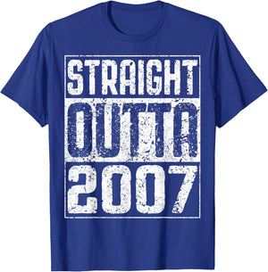 Straight Outta 2007 17th Birthday Shirt T-Shirt - T-Shirt | Royal