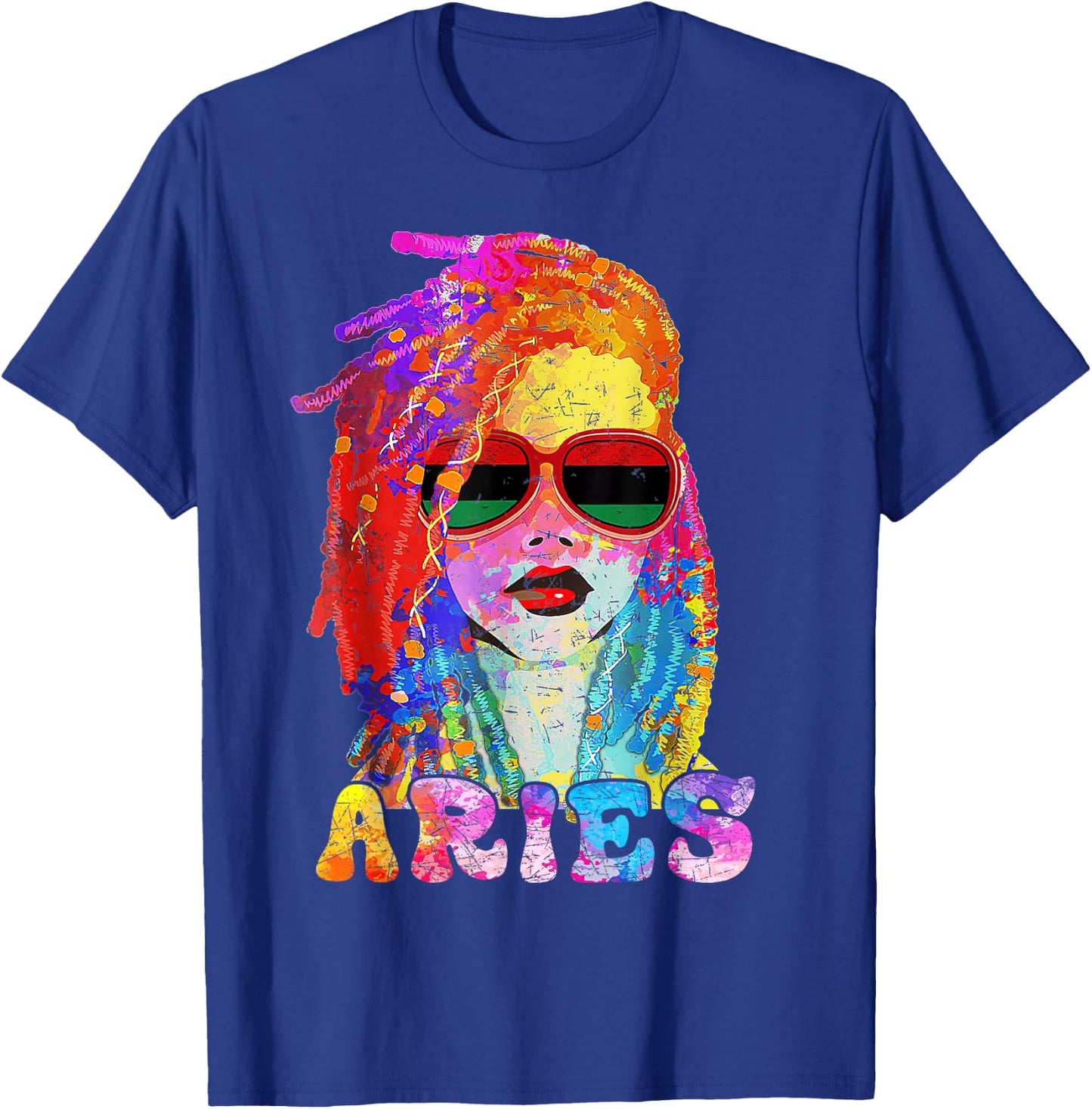 Aries Girl Loc'd Hair Art Zodiac Birthday Black Woman T-Shirt - T-Shirt | Royal