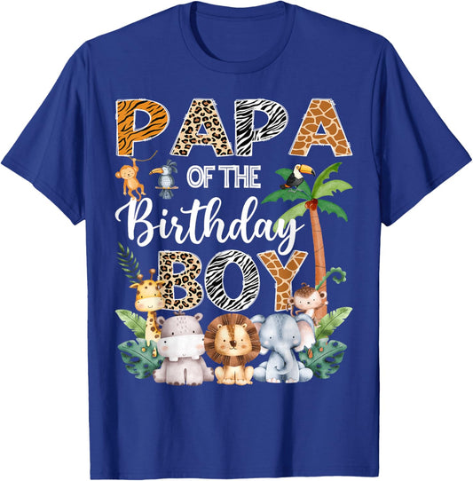 Papa Of The Birthday Boy Safari Jungle Bday Party T-Shirt - T-Shirt | Royal