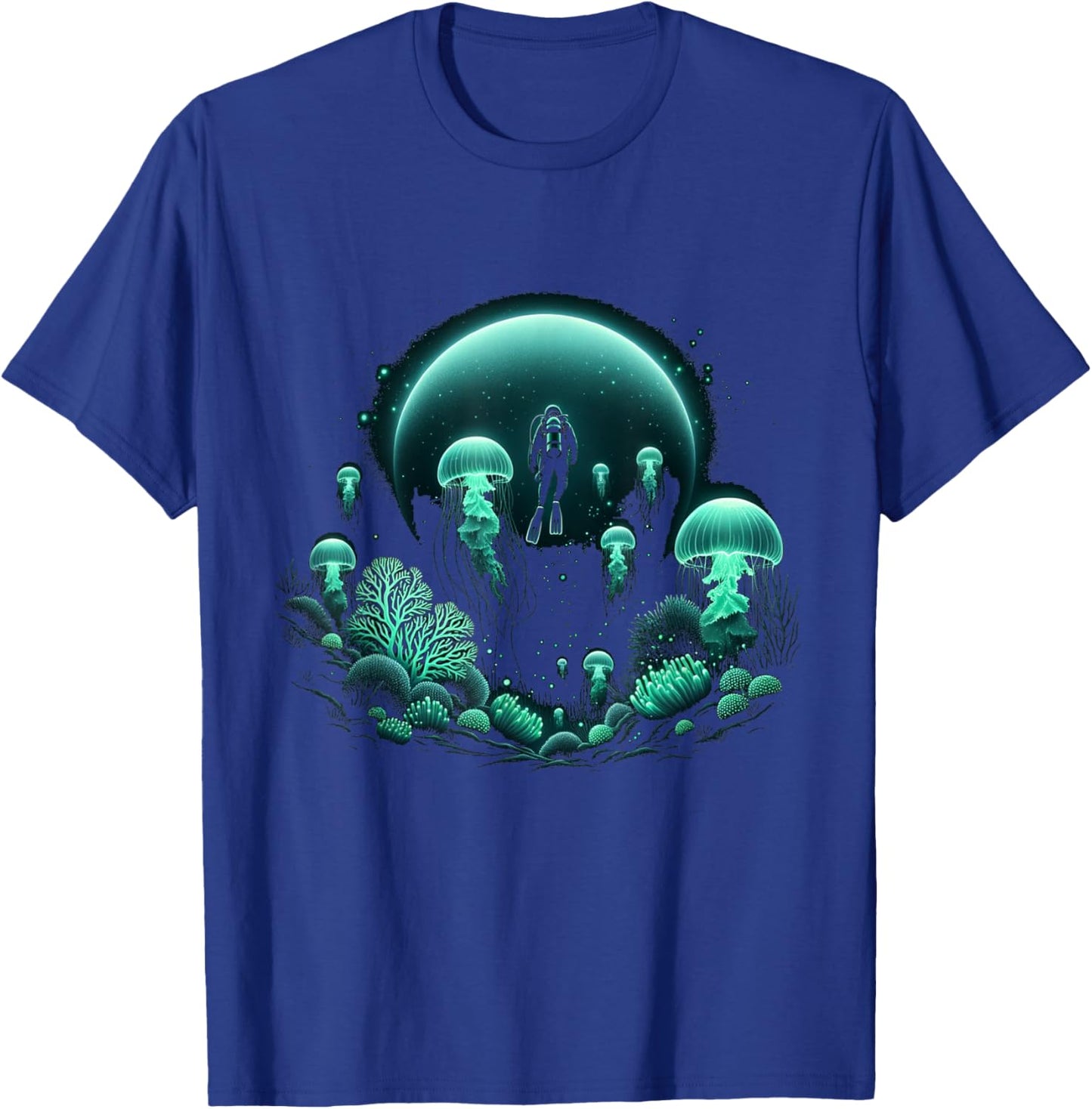 Scuba Diver and Jellyfish for Ocean Dive Trip Scuba Diving T-Shirt - T-Shirt | Royal