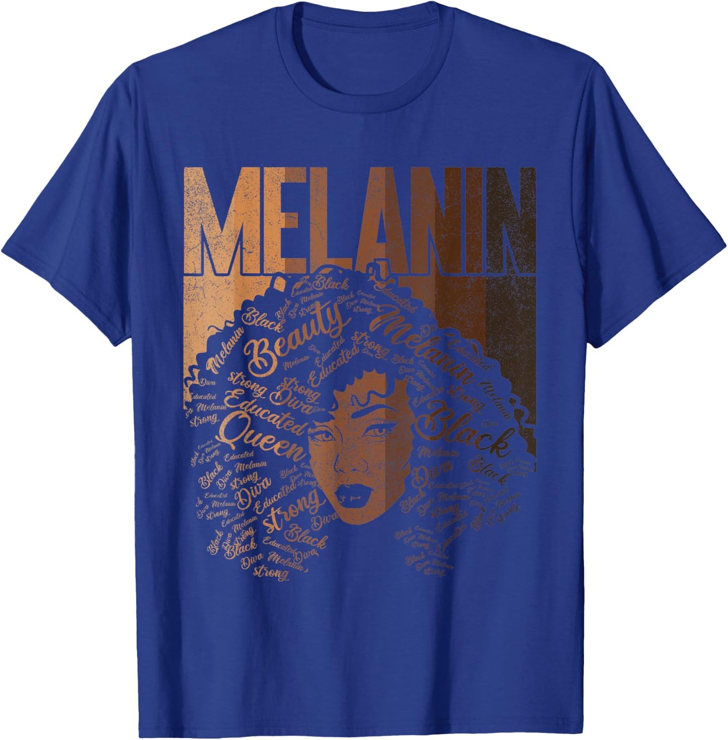 Black Melanin Queen Apparel, African American Afro Women T-Shirt - T-Shirt | Royal