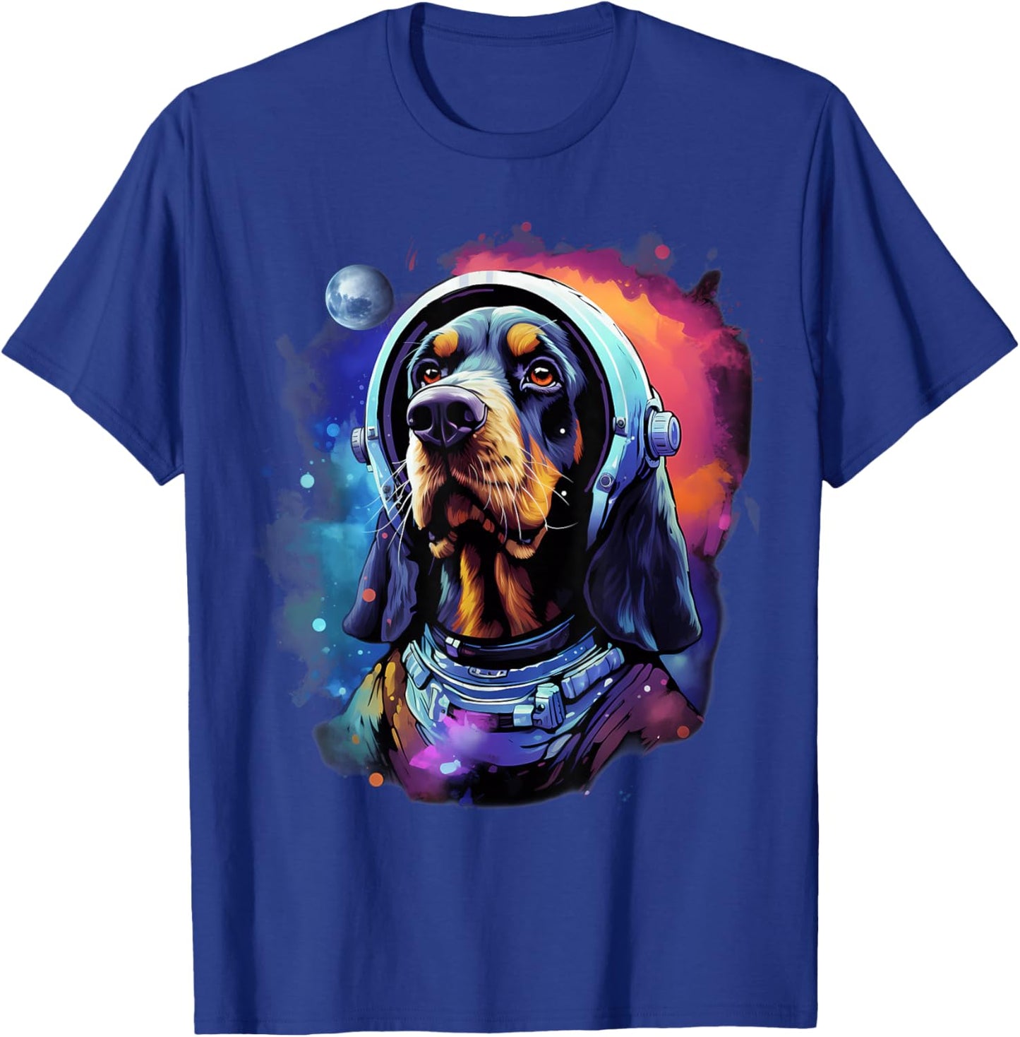 Space Bluetick Coonhound Dog Astronaut T-Shirt - T-Shirt | Royal