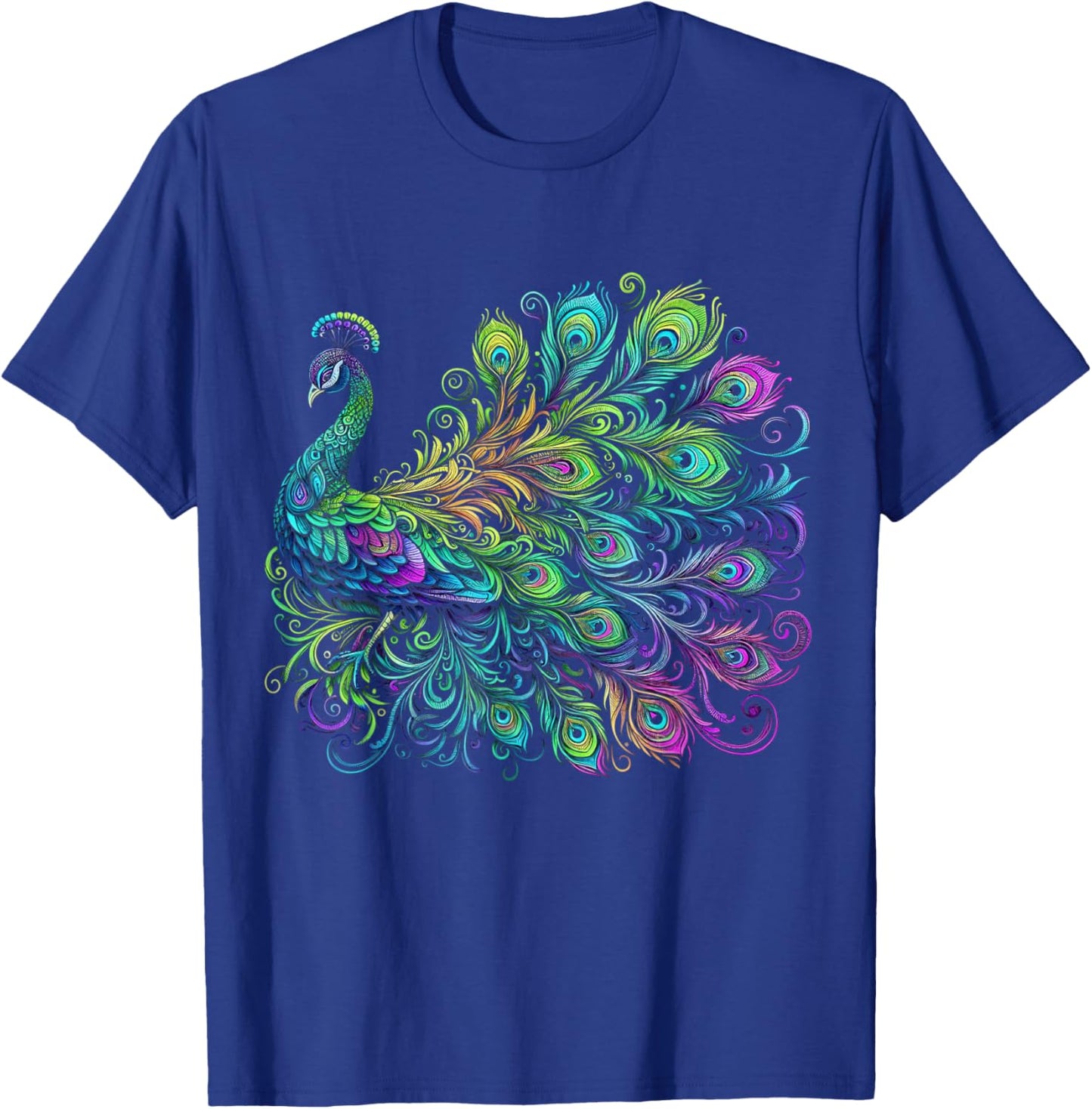Psychedelic Peacock - Colorful Bird Lover T-Shirt - T-Shirt | Royal
