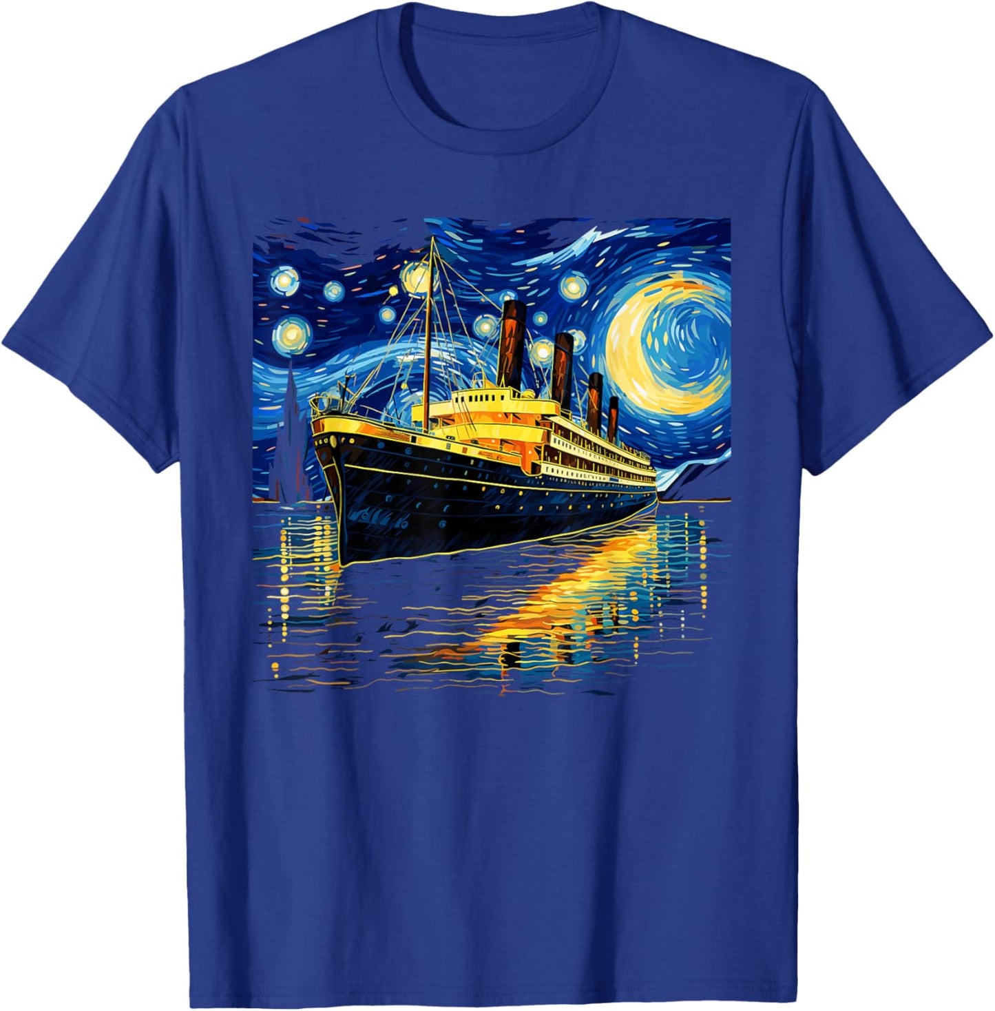 Retro Vintage Starry Night Inspired Men Women Kids Titanic T-Shirt - T-Shirt | Royal
