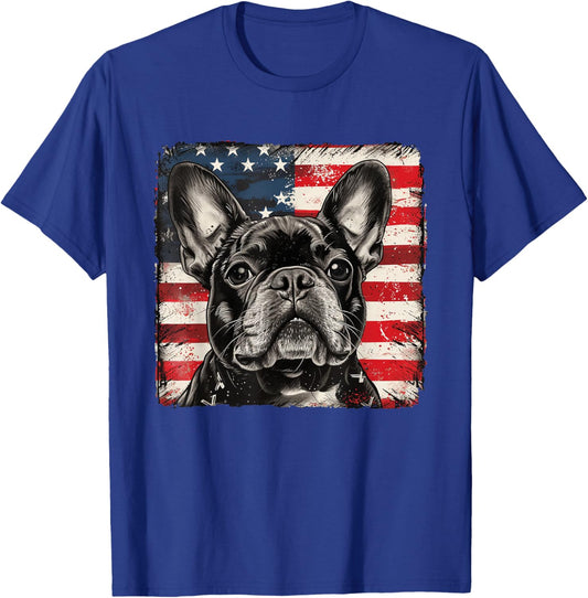 Frenchie Dog Patriotic 4th of July Gift Men Women Kids T-Shirt - T-Shirt | Royal