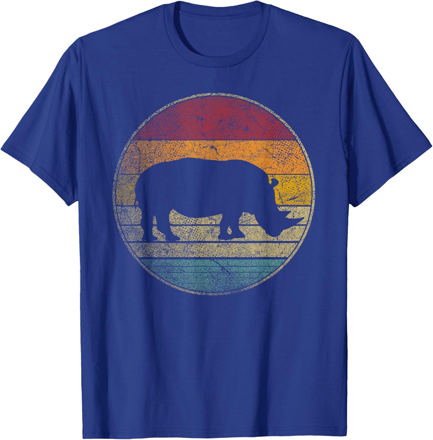 Rhino Rhinoceros Vintage Distressed Retro Style 70s 80s T-Shirt - T-Shirt | Royal