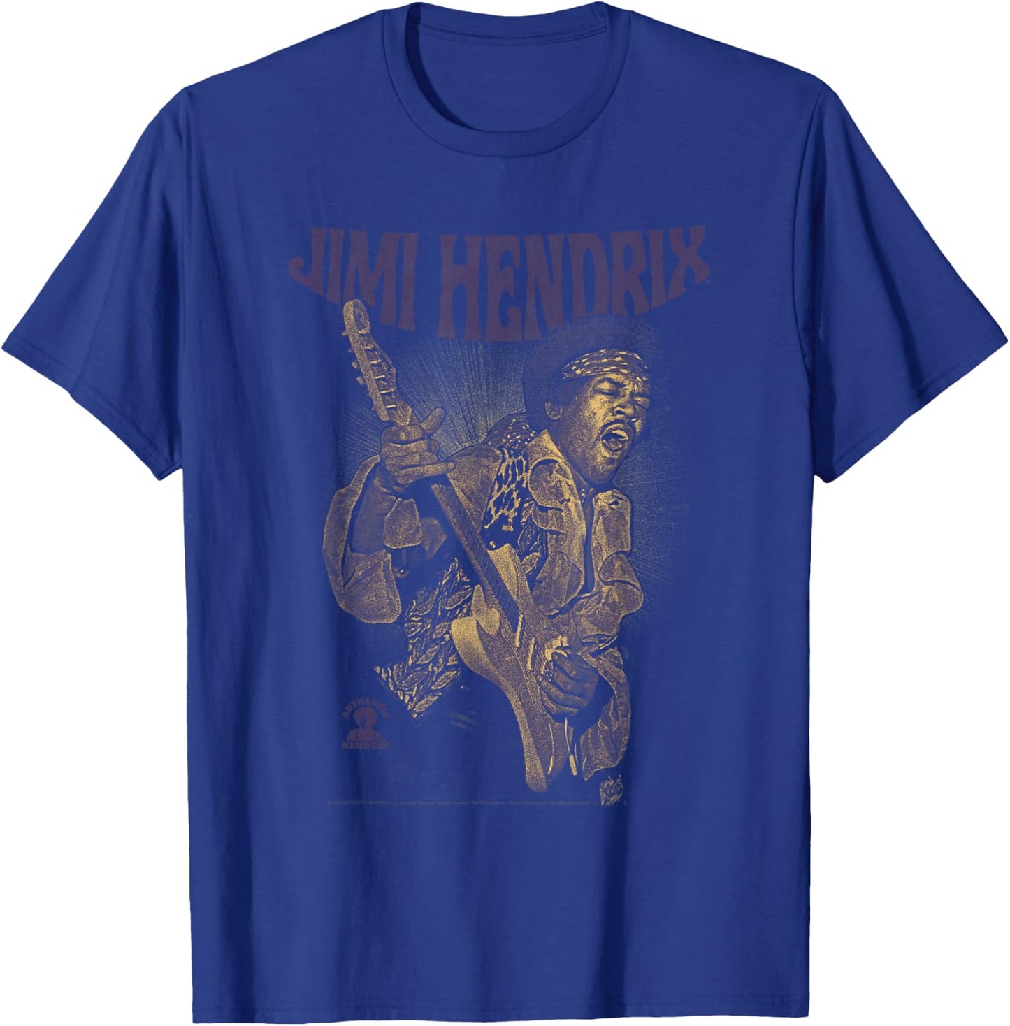 Jimi Hendrix Playing Guitar Purple Yellow T-Shirt - T-Shirt | Royal