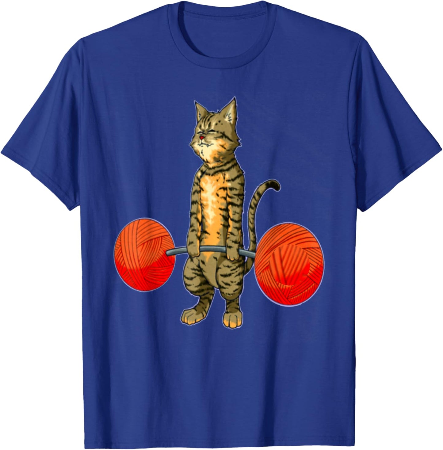 Deadlifting Tabby Cat Weightlifting Gym Bodybuilding Fitness T-Shirt - T-Shirt | Royal