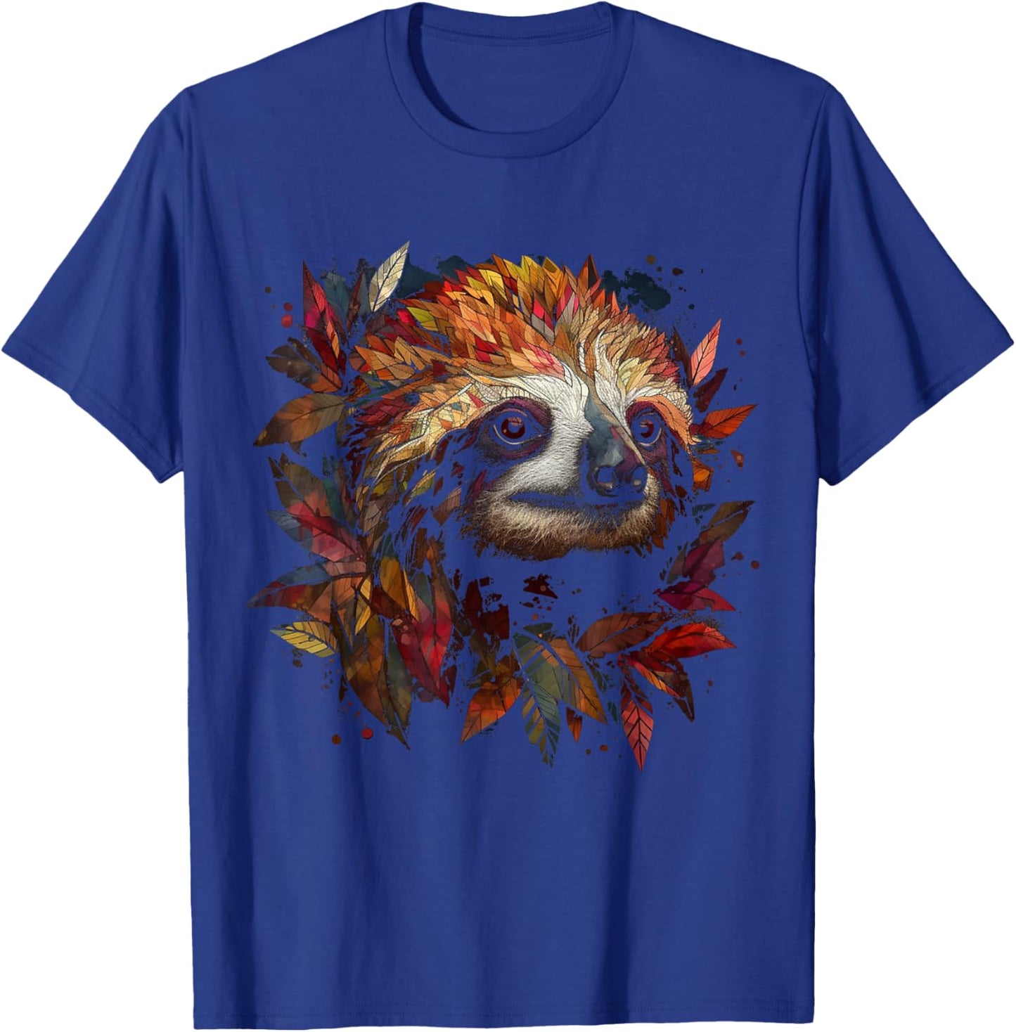 Sloth Artwork Autumn Leaves - Animal Sloth T-Shirt - T-Shirt | Royal