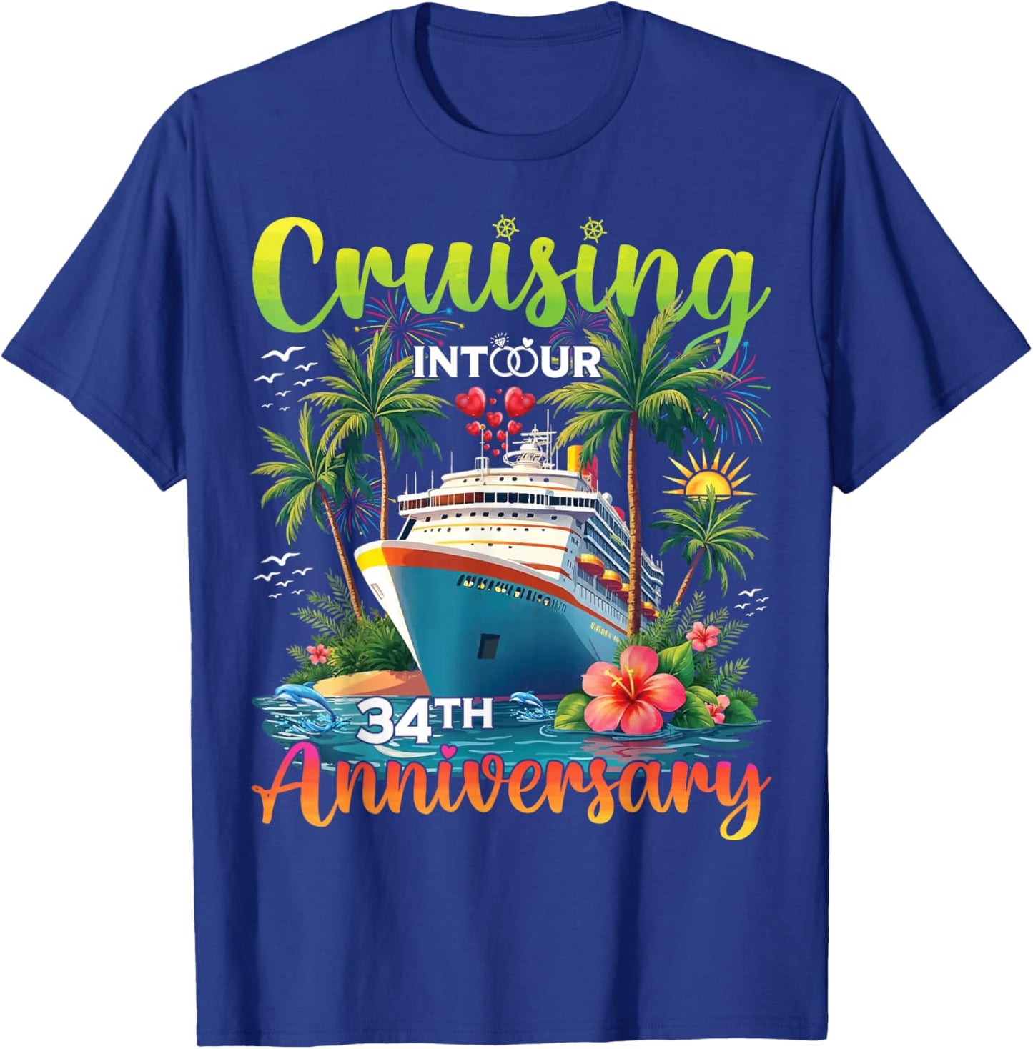 Couple Matching Cruising Into Our 34th Anniversary Cruise T-Shirt - T-Shirt | Royal