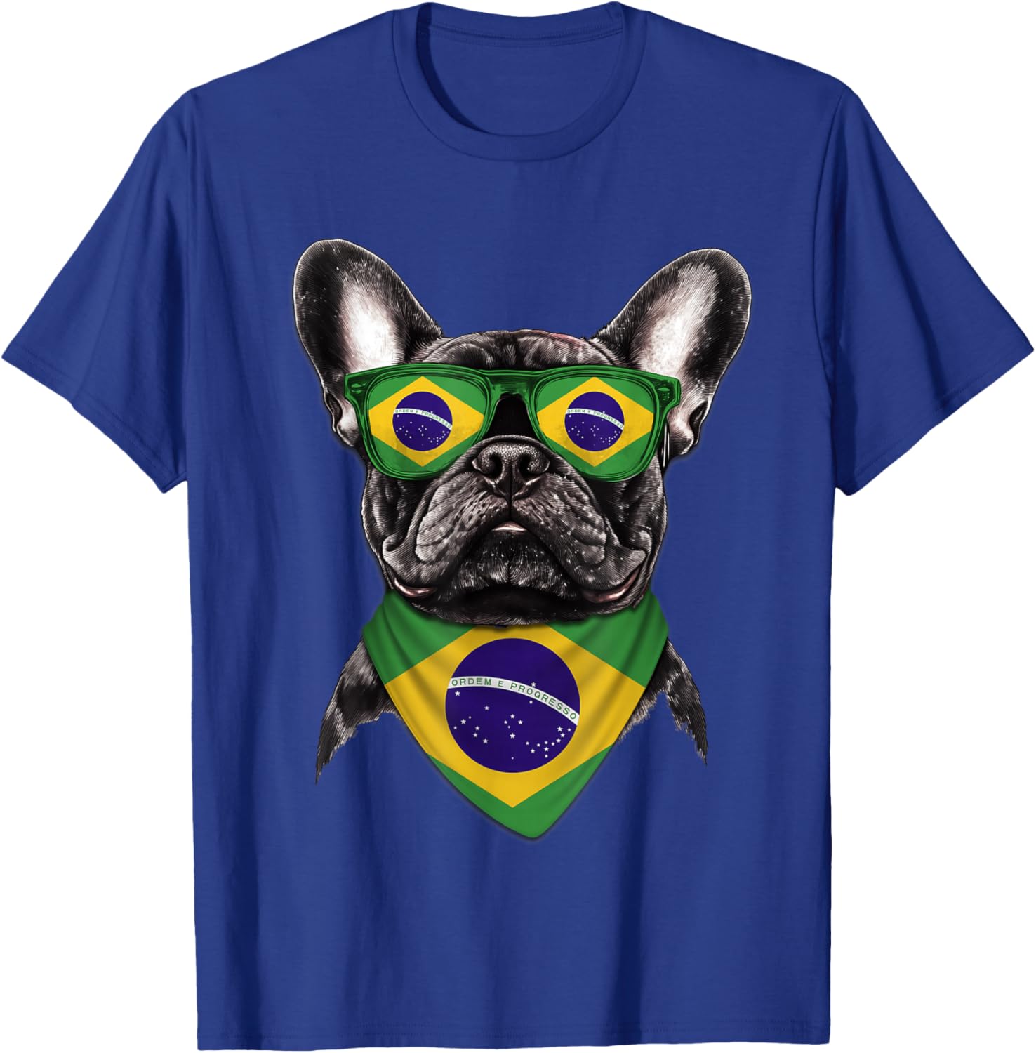 Brazilian Flag American French Bulldog Heritage Brazil T-Shirt - T-Shirt | Royal