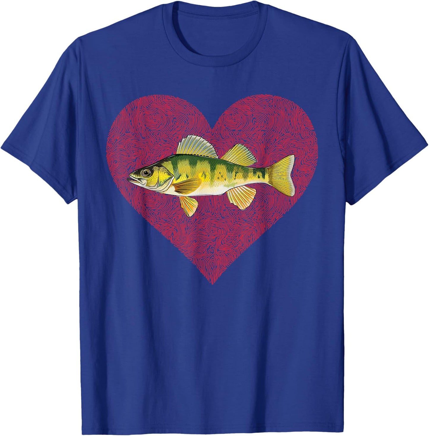 Yellow Perch Valentines Day Fish Love Fingerprint T-Shirt - T-Shirt | Royal