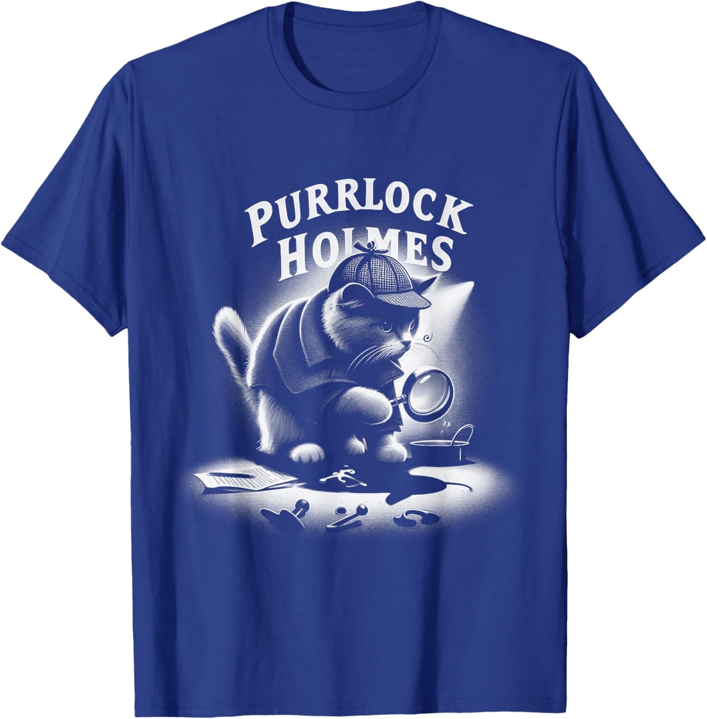 Purrlock Holmes Cat Detective - Mystery Fun Inspector T-Shirt - T-Shirt | Royal