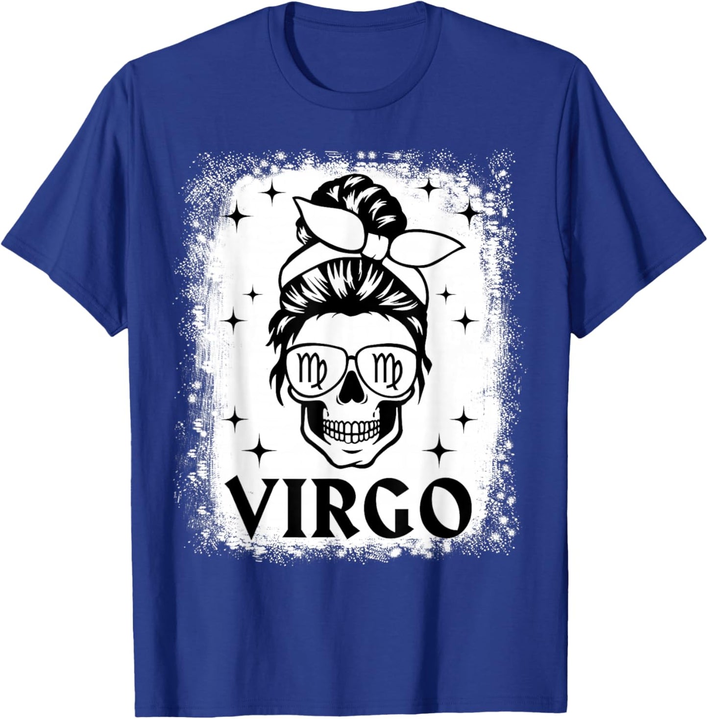 Virgo Girl Woman Messy Bun Skull Gothic Zodiac Sign T-Shirt - T-Shirt | Royal