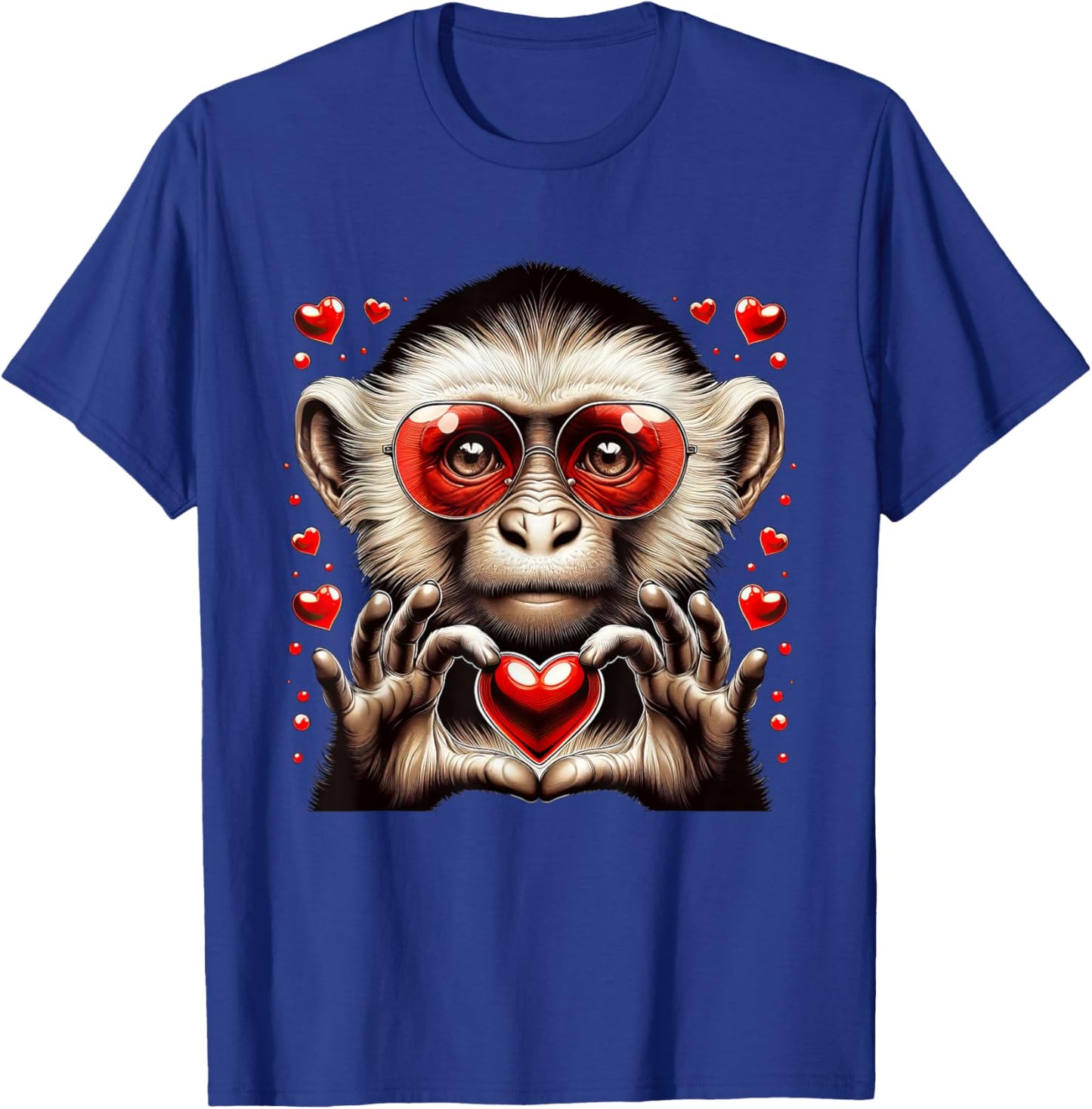 Heart Sign Hand Monkey Kids Monkey Valentine T-Shirt - T-Shirt | Royal