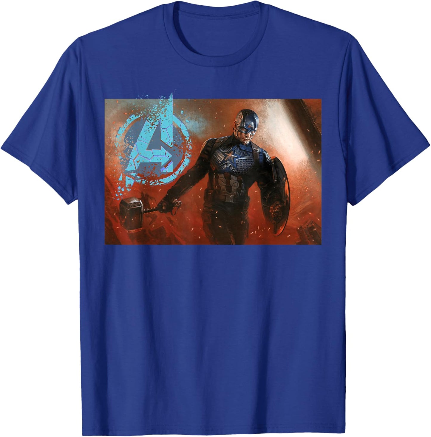Avengers Endgame Captain America Mjolnir Shield Portrait T-Shirt - T-Shirt | Royal