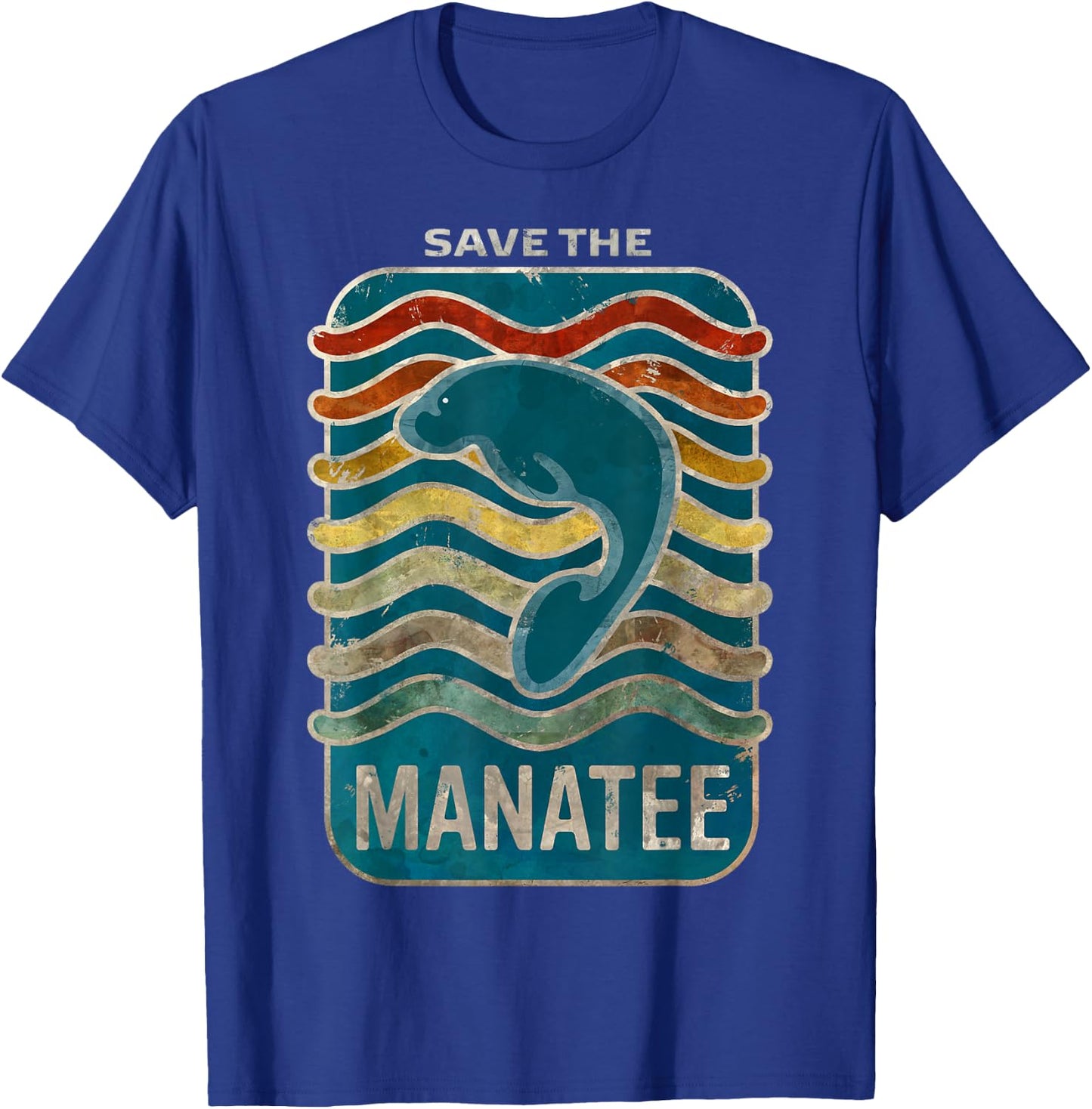 Save the Manatee Retro Vintage Design T-Shirt - T-Shirt | Royal