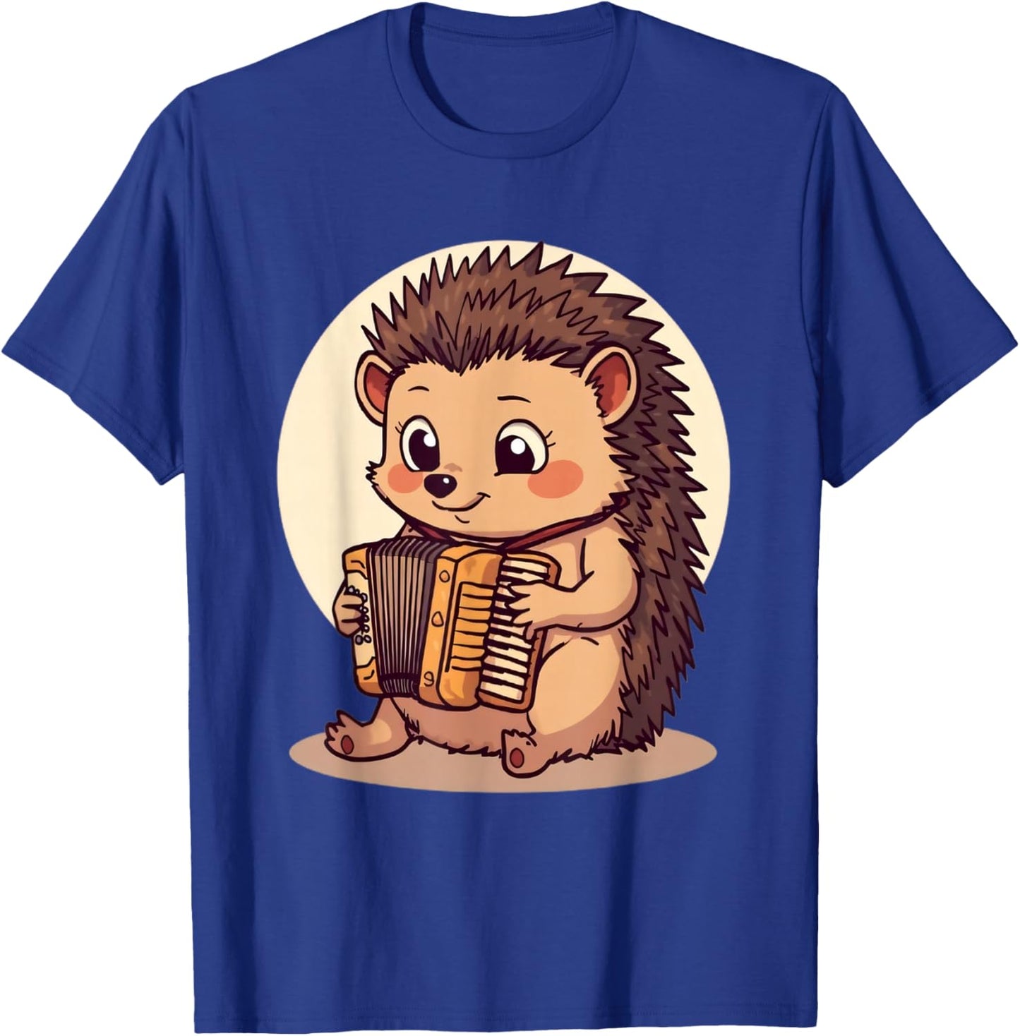 Adorable Hedgehog Playing Accordion in Cozy Style T-Shirt - T-Shirt | Royal