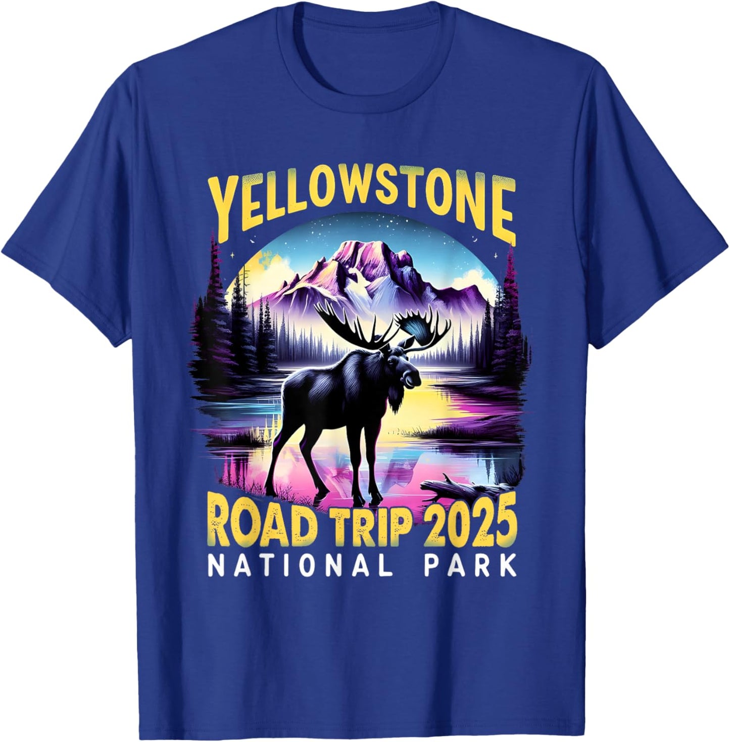 Nature Adventure Souvenir Yellowstone Road Trip 2025 Design T-Shirt - T-Shirt | Royal