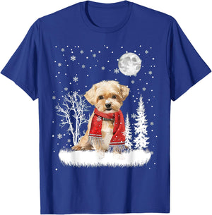 Shorkie Under Moonlight Snow Christmas Pajama T-Shirt - T-Shirt | Royal