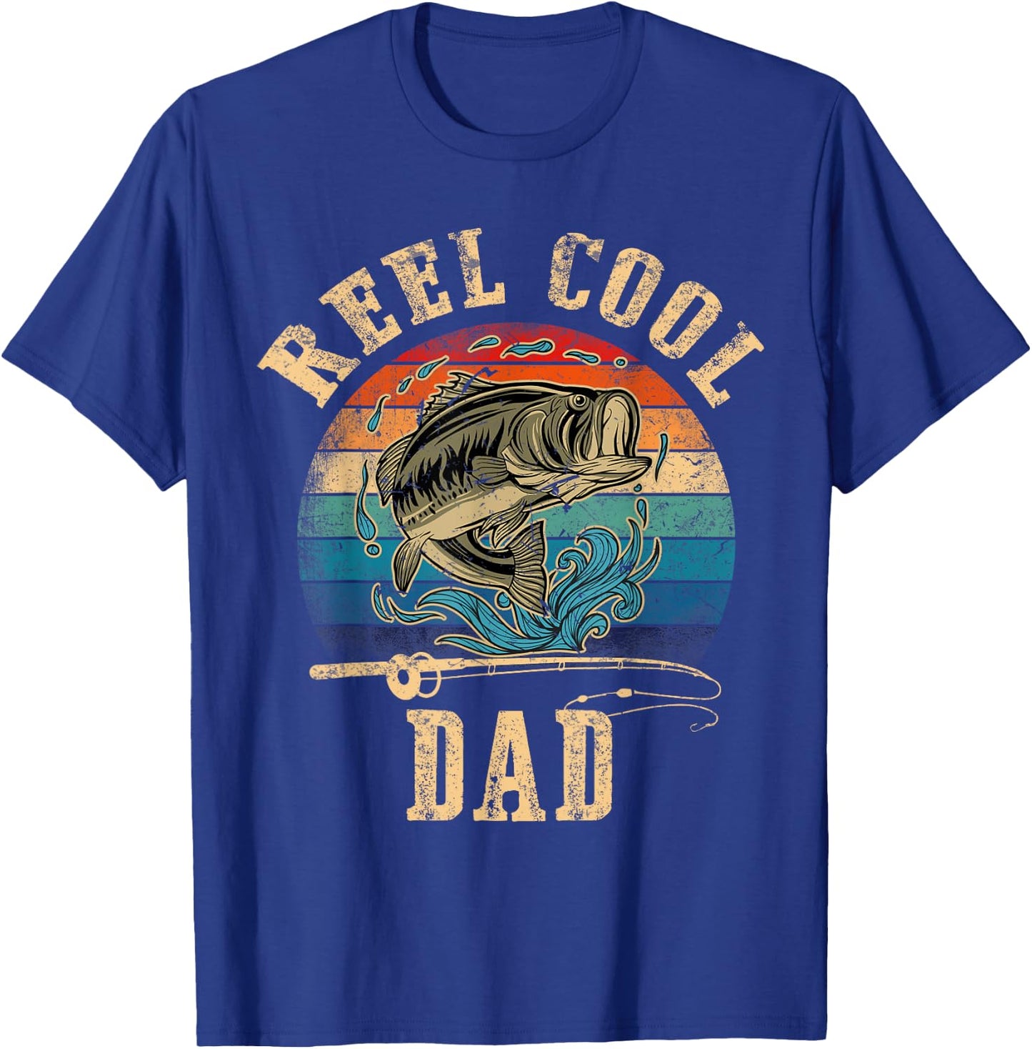 Vintage Reel Cool Dad Fish Fishing Shirt Father's Day T-Shirt - T-Shirt | Royal