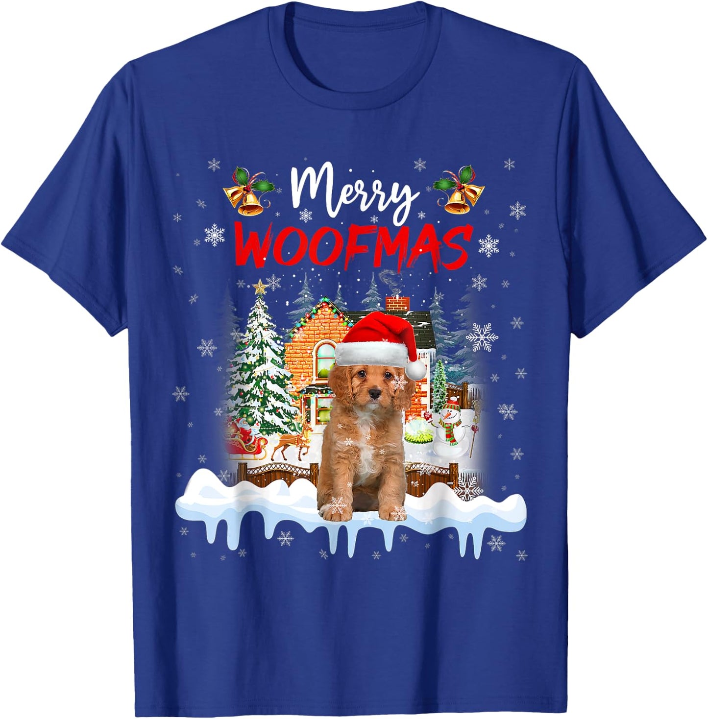 Merry Woofmas Cavapoo Christmas Tree Dog Lover Xmas T-Shirt - T-Shirt | Royal