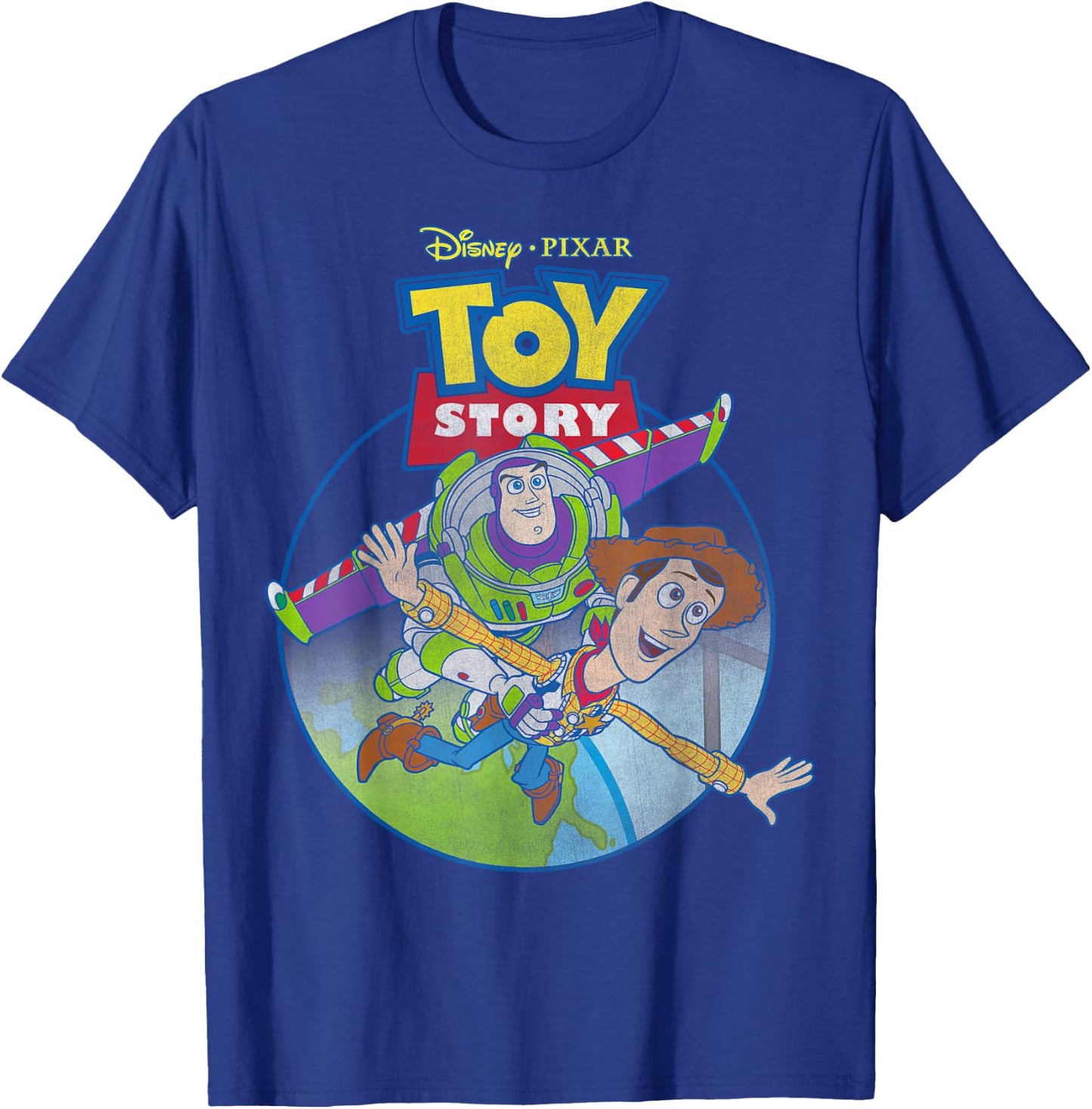 Disney Pixar Toy Story Woody & Buzz Lightyear Vintage Fly T-Shirt - T-Shirt | Royal