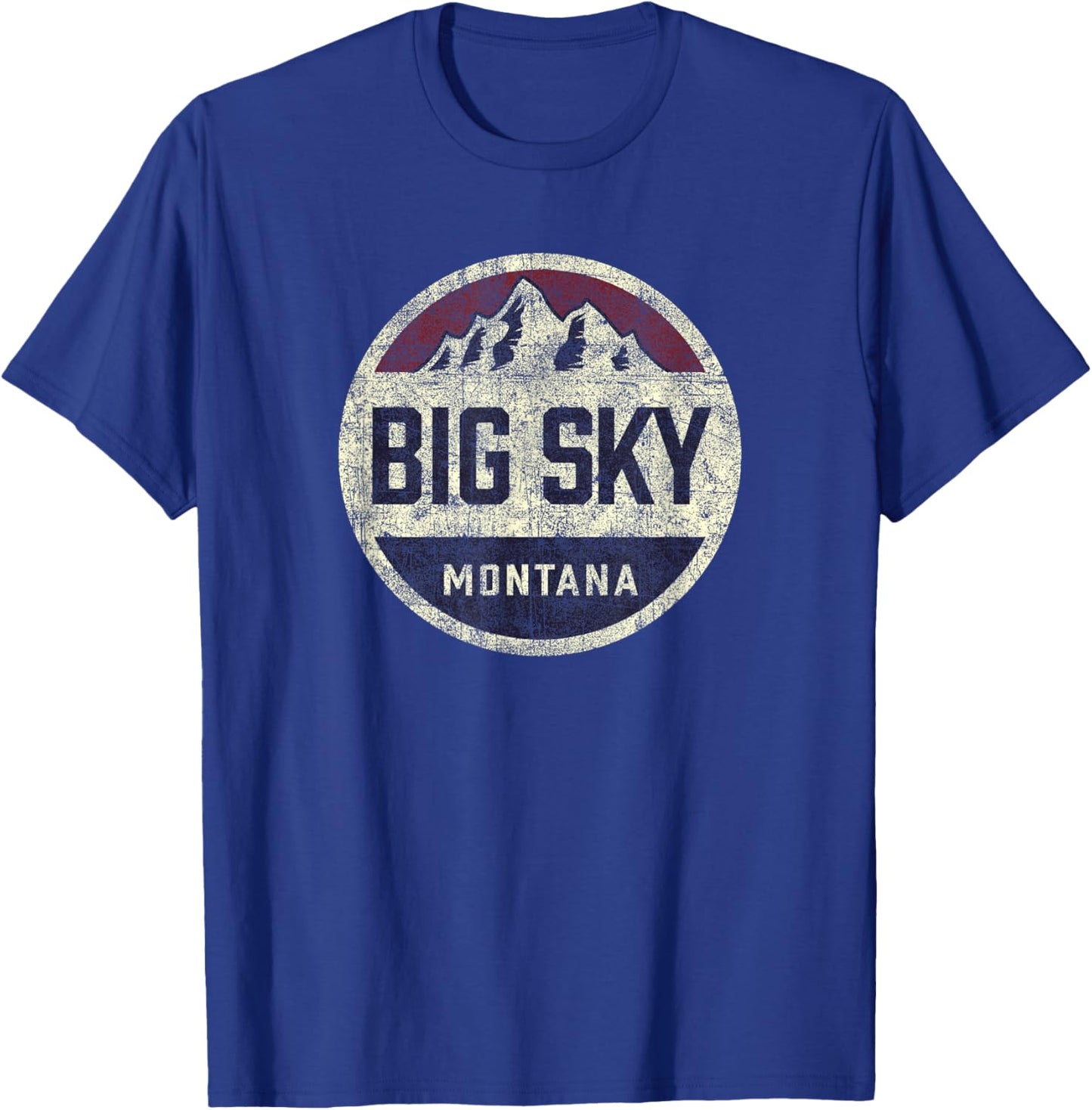 Vintage Big Sky Montana Souvenir Mountain Retro Circle T-Shirt - T-Shirt | Royal