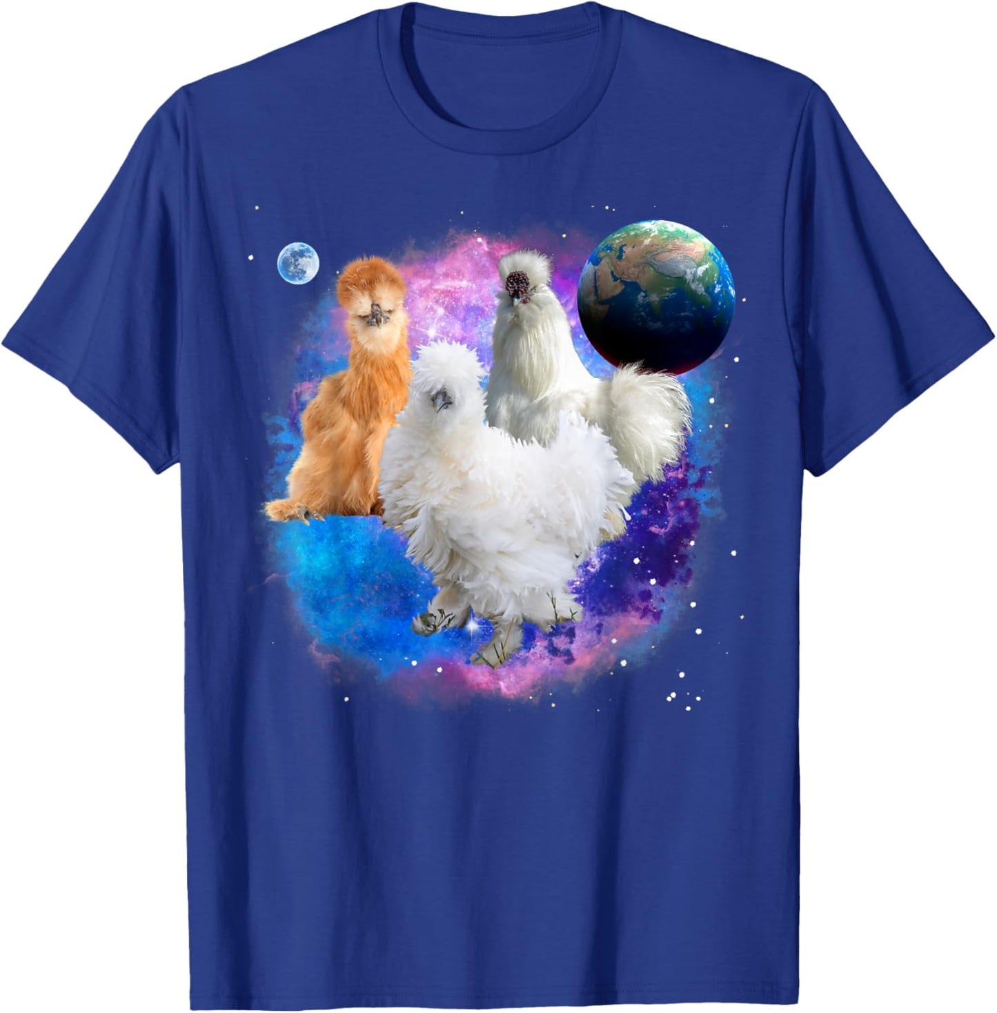 Funny Silkie Chickens in the Galaxy, Silkie Chicken T-Shirt - T-Shirt | Royal