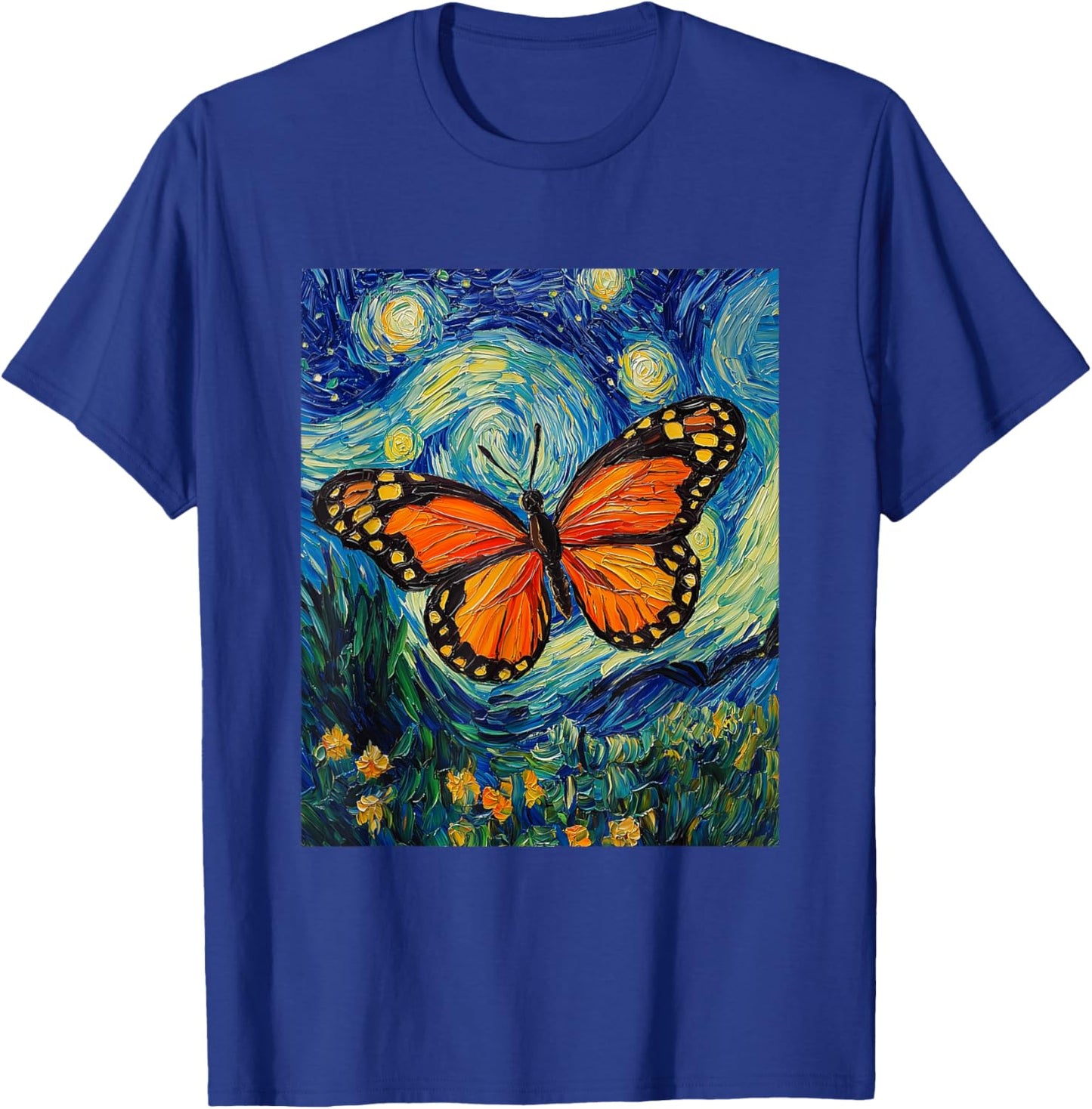 Cute Butterfly - Van Gogh Style - Starry Night T-Shirt - T-Shirt | Royal