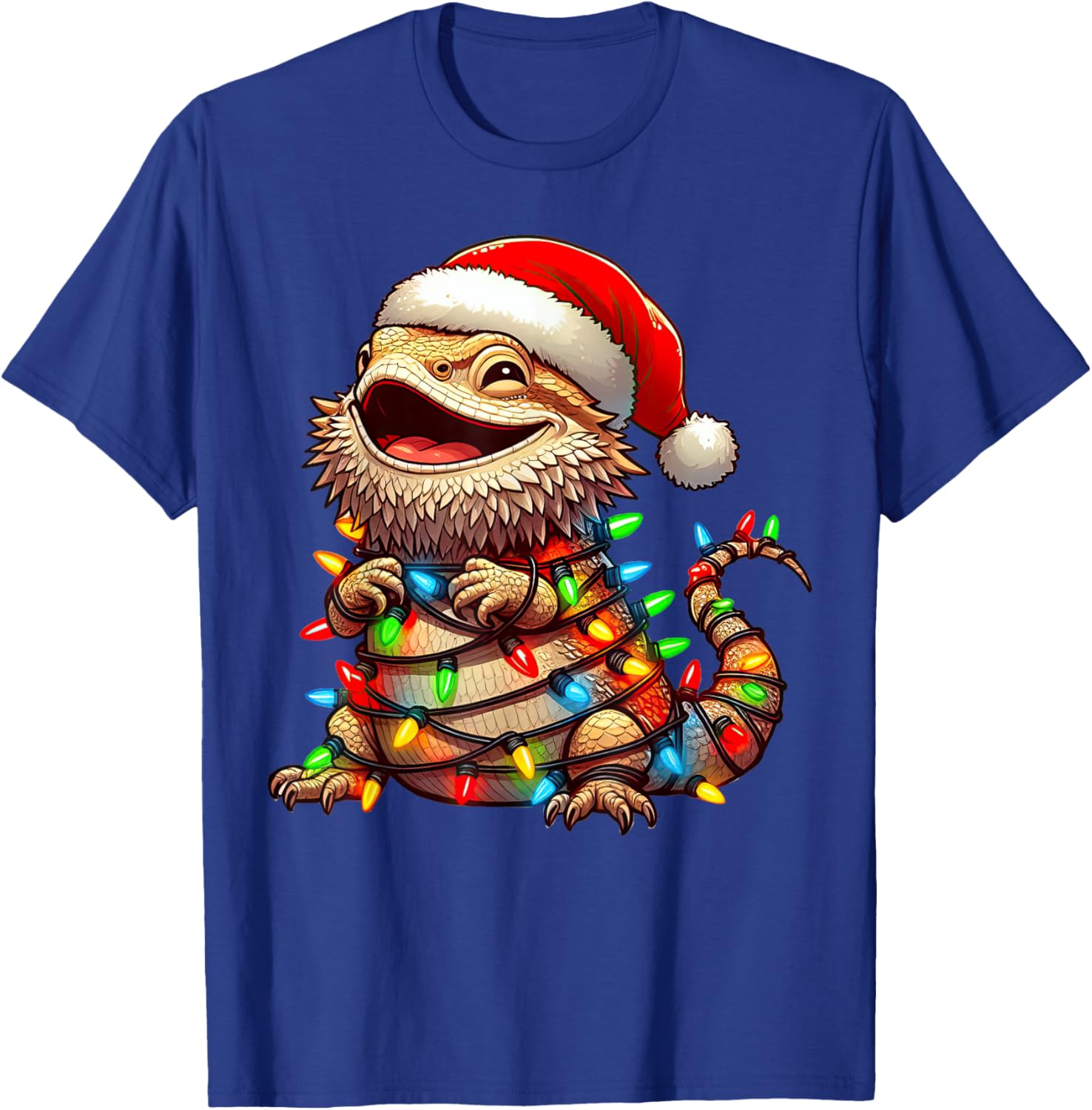 Bearded Dragon Christmas Lights Santa Hat Boys Girls Kids T-Shirt - T-Shirt | Royal