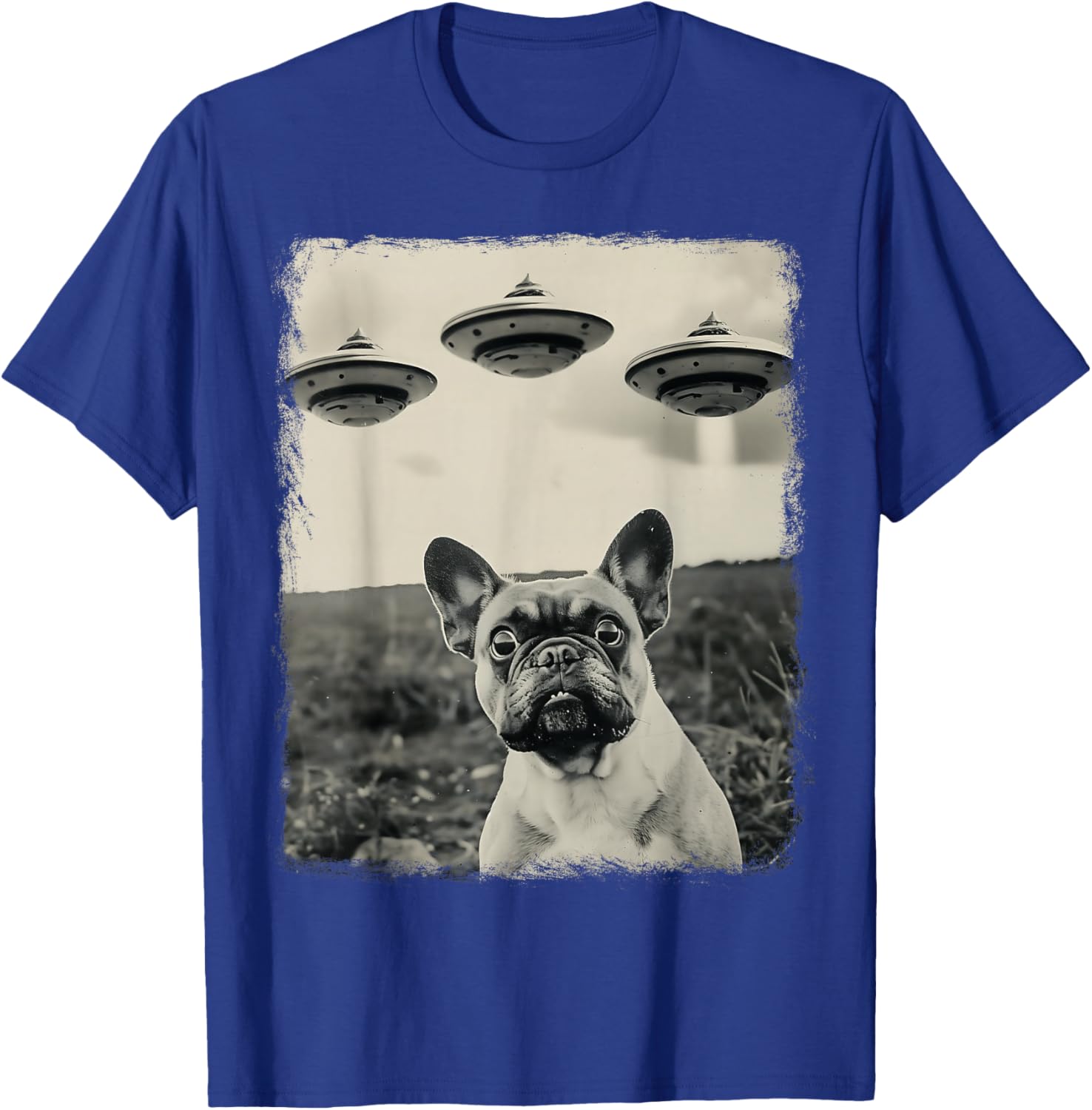French Bulldog Dog UFO Alien Extraterrestrial Selfie T-Shirt - T-Shirt | Royal