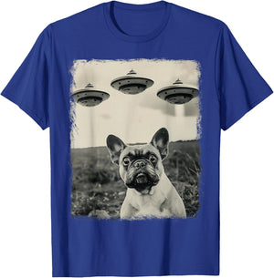 French Bulldog Dog UFO Alien Extraterrestrial Selfie T-Shirt - T-Shirt | Royal