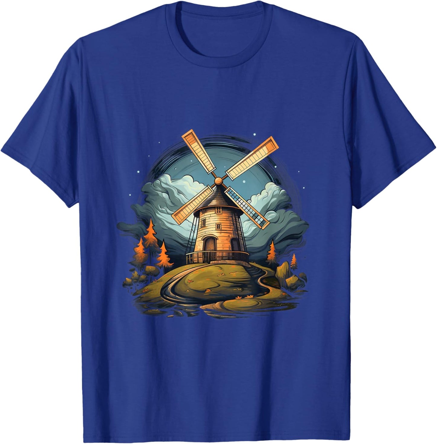 Dutch windmill Dordrecht Netherlands farmland holland travel T-Shirt - T-Shirt | Royal