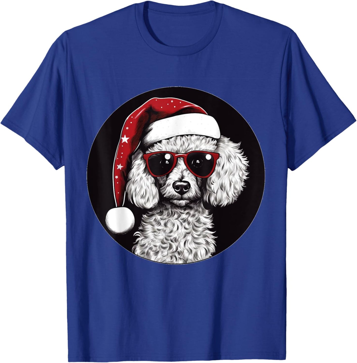 Funny Christmas 2023 Poodle Dog fan wearing a Santa red Hat Men Women Kids T-Shirt - T-Shirt | Royal