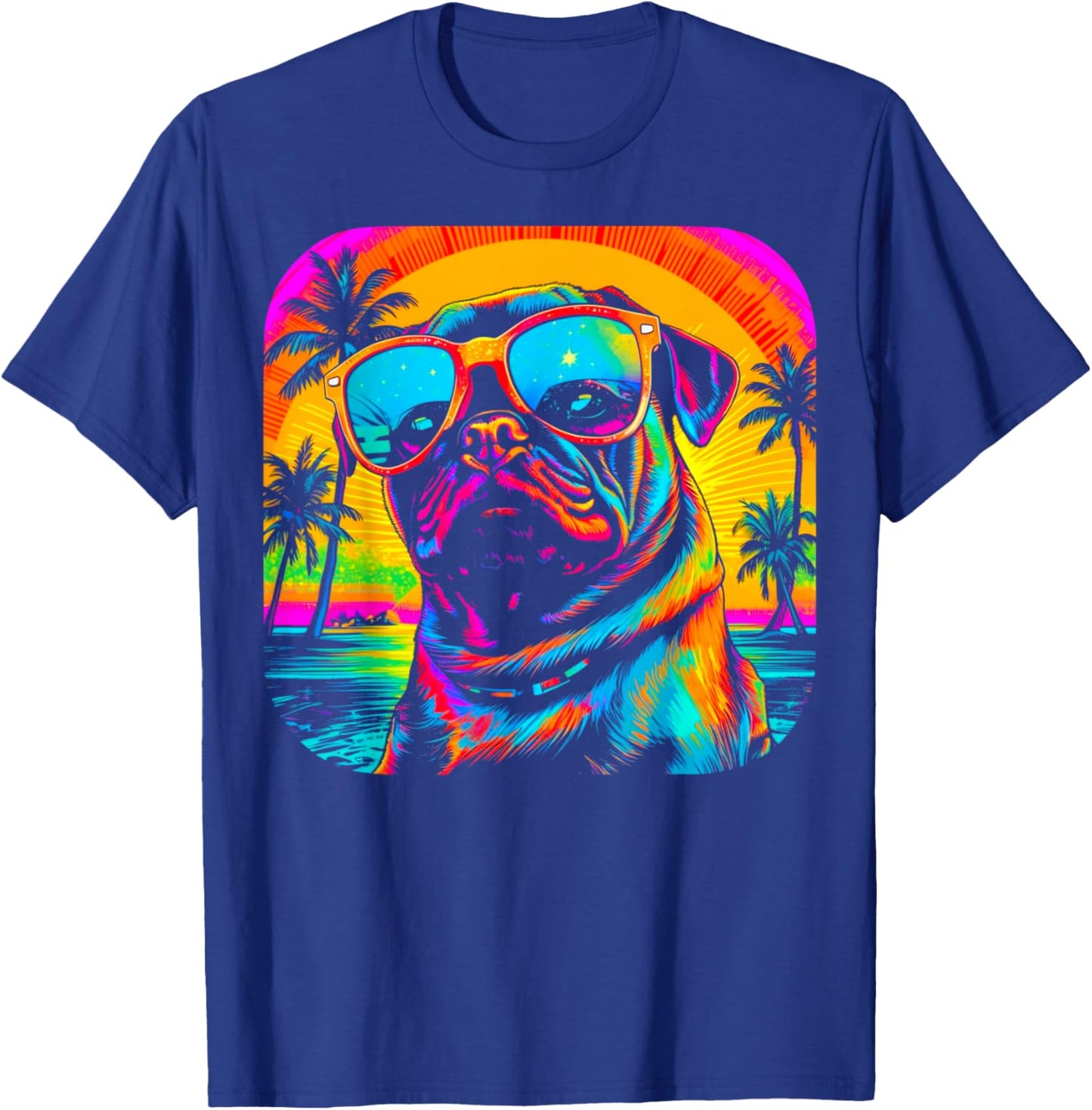 Pug Dog Summer Party T-Shirt - T-Shirt | Royal
