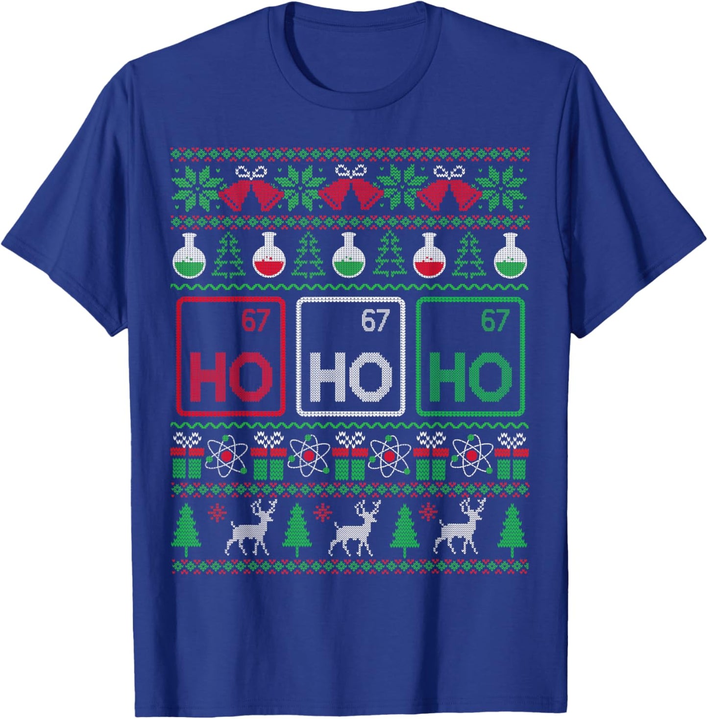 Elemental Holmium Christmas Chemistry Ho Ugly Sweater T-Shirt - T-Shirt | Royal