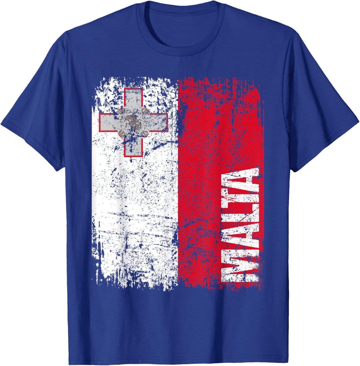 MALTA Flag Vintage Distressed MALTA T-Shirt - T-Shirt | Royal