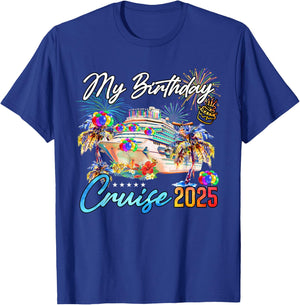 My Birthday Cruise 2025 MYN -Adult Black Small Short Sleeve Classic Fit Lightweight T-Shirt - T-Shirt | Royal