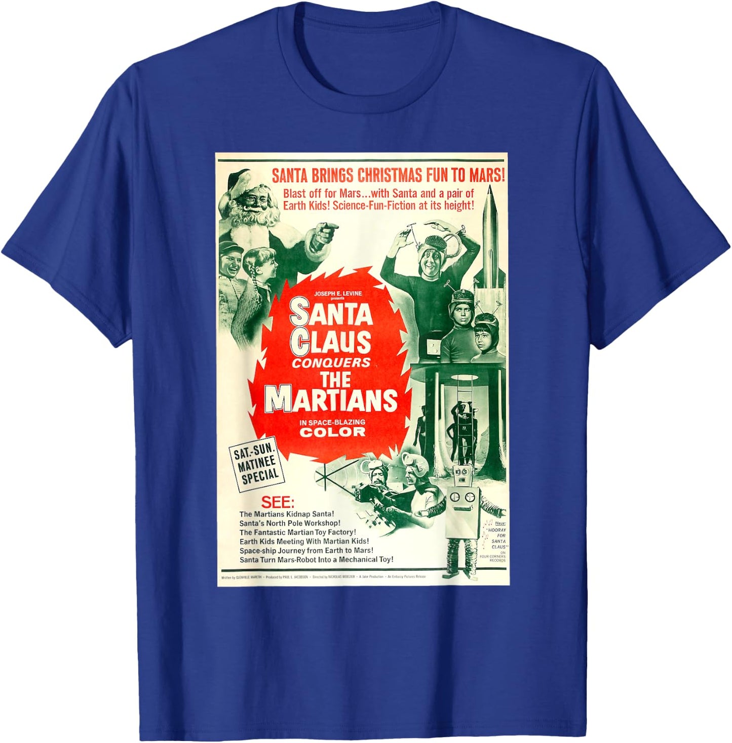 Santa Claus Halloween Christmas Poster Horror Sci Fi Movie T-Shirt - T-Shirt | Royal