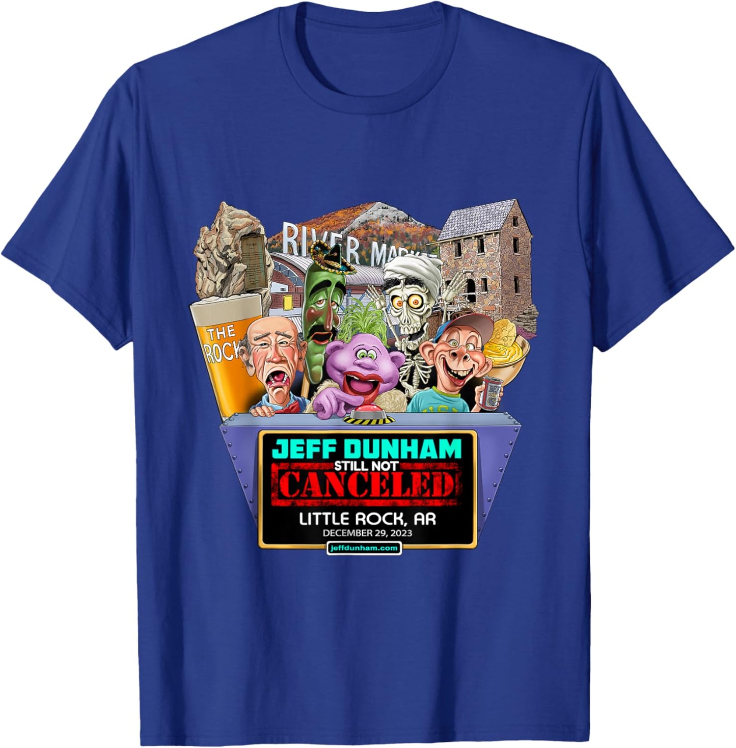 Jeff Dunham Little Rock, AR (2023) T-Shirt - T-Shirt | Royal
