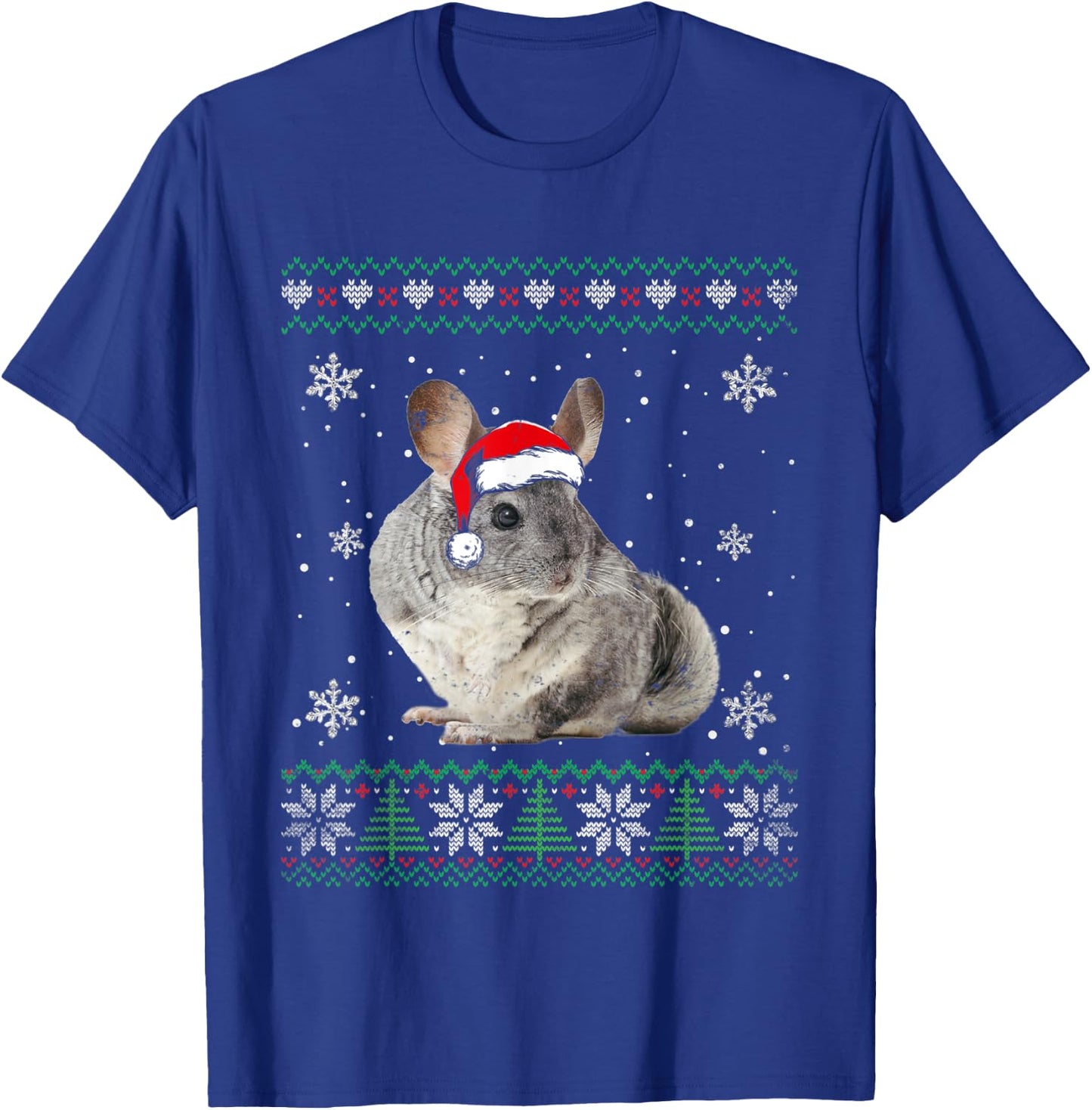 Santa Chinchilla Ugly Sweater Animals Christmas Pajama T-Shirt - T-Shirt | Royal