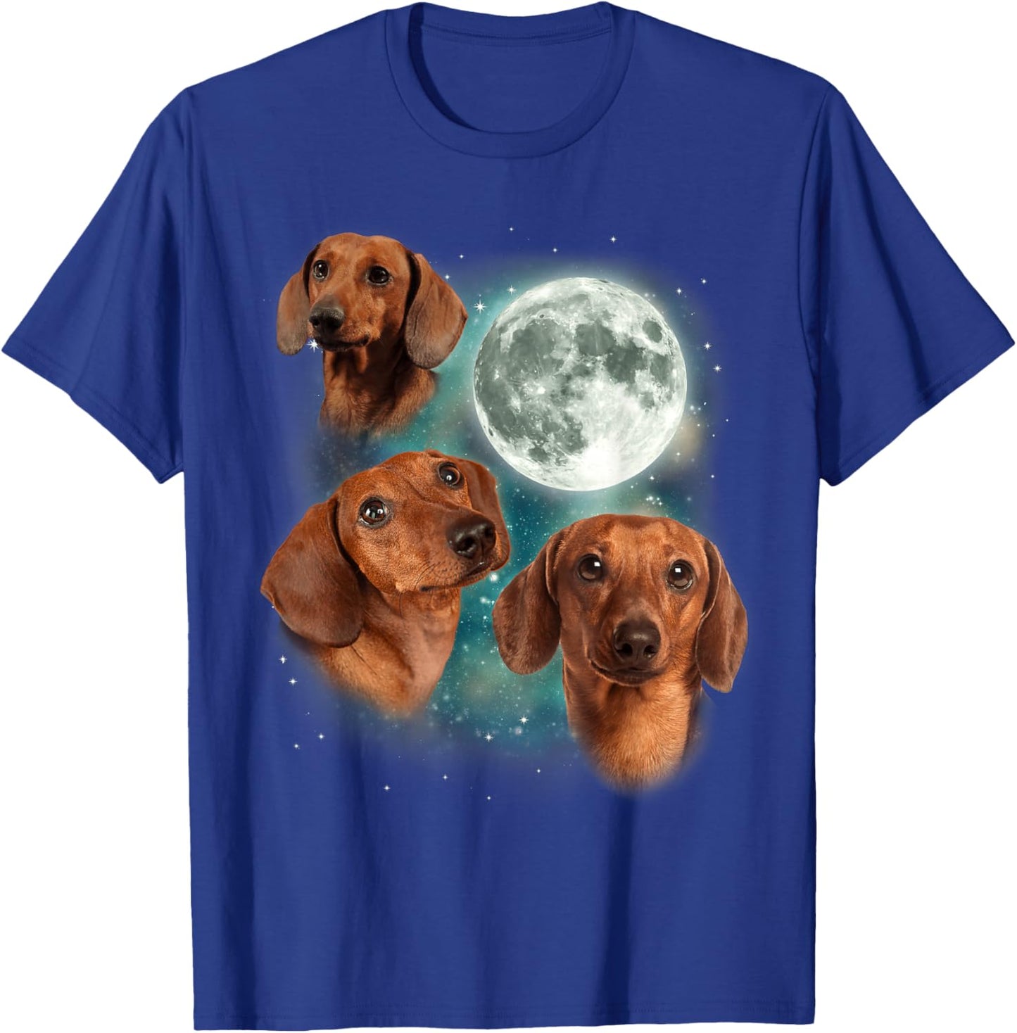 Three Dachshund Moon | Wiener Dog Humorous Doggo Meme Parody T-Shirt - T-Shirt | Royal