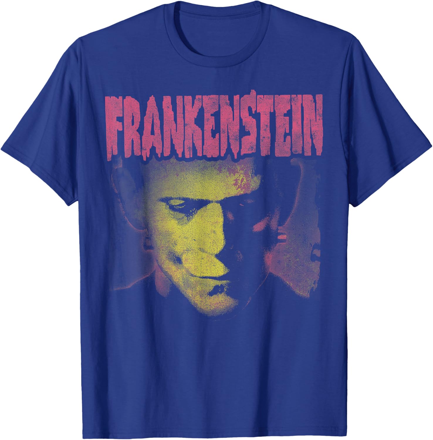 Universal Monsters Frankenstein Pink Splatter Portrait T-Shirt - T-Shirt | Royal