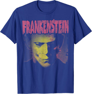 Universal Monsters Frankenstein Pink Splatter Portrait T-Shirt - T-Shirt | Royal