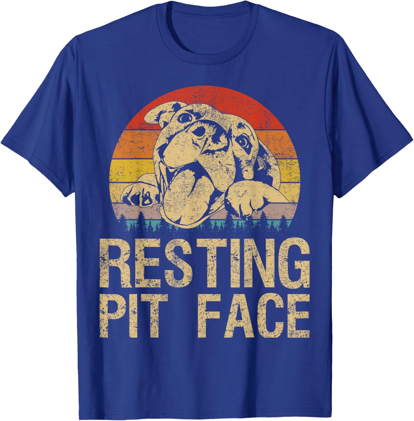 Vintage Pitbull Resting Pit Face - Funny Pitbull Lovers T-Shirt - T-Shirt | Royal