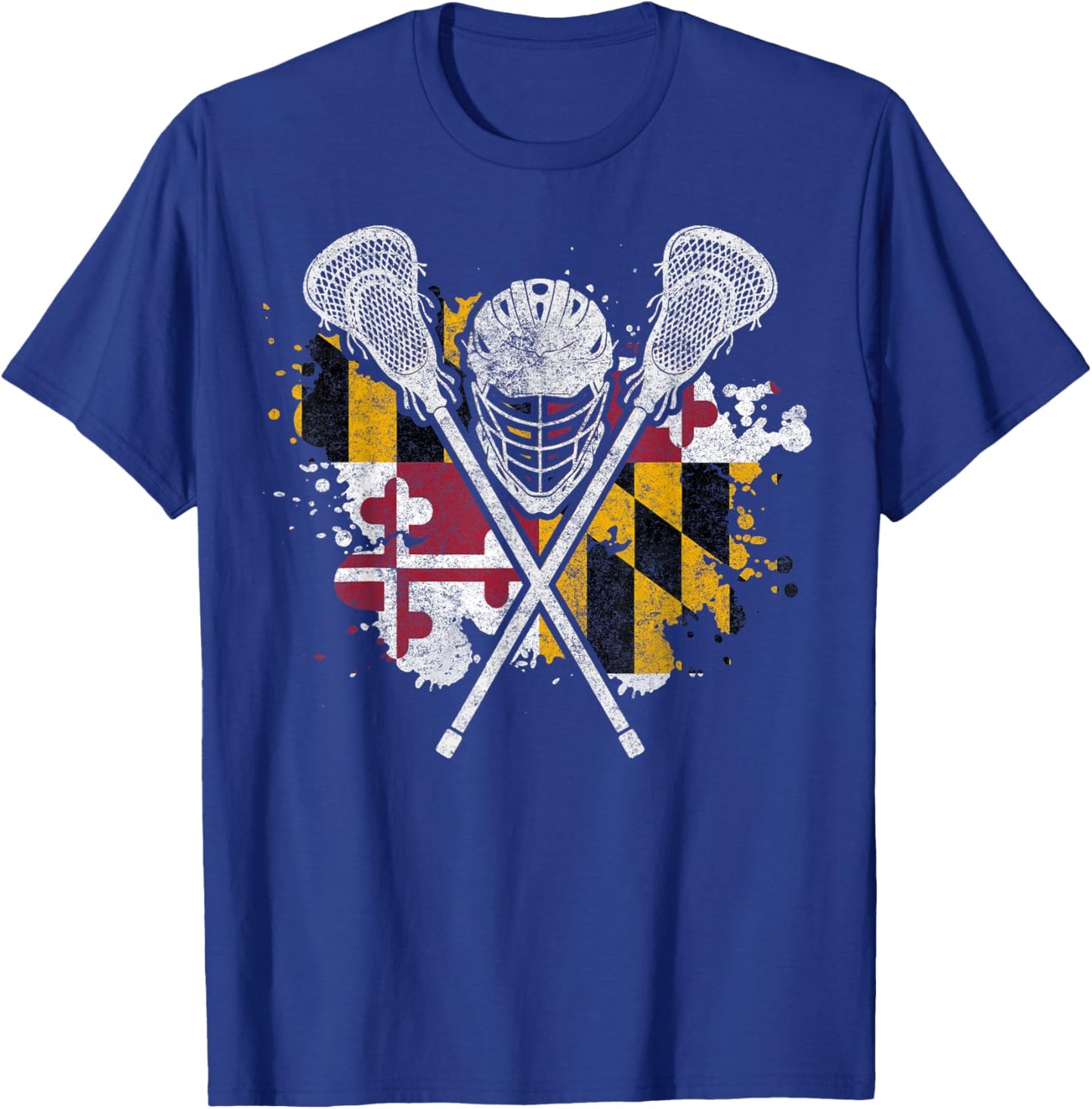 Maryland Lacrosse Lover Maryland Flag Family Vacation T-Shirt - T-Shirt | Royal